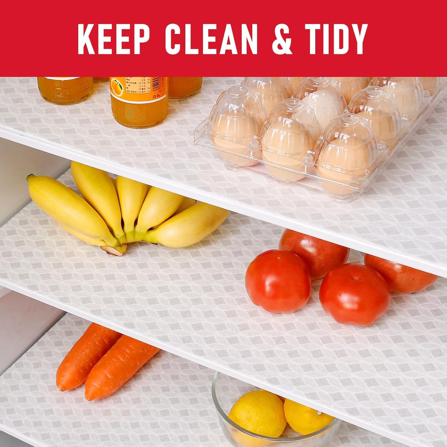 Cooyes Refrigerator Liners 17.7" x 24", Absorbent Strong Grip Fridge Mats Machine Washable, Non-Adhesive Refrigerator Shelf Liner for Fridge Bins & Kitchen Cabinets,