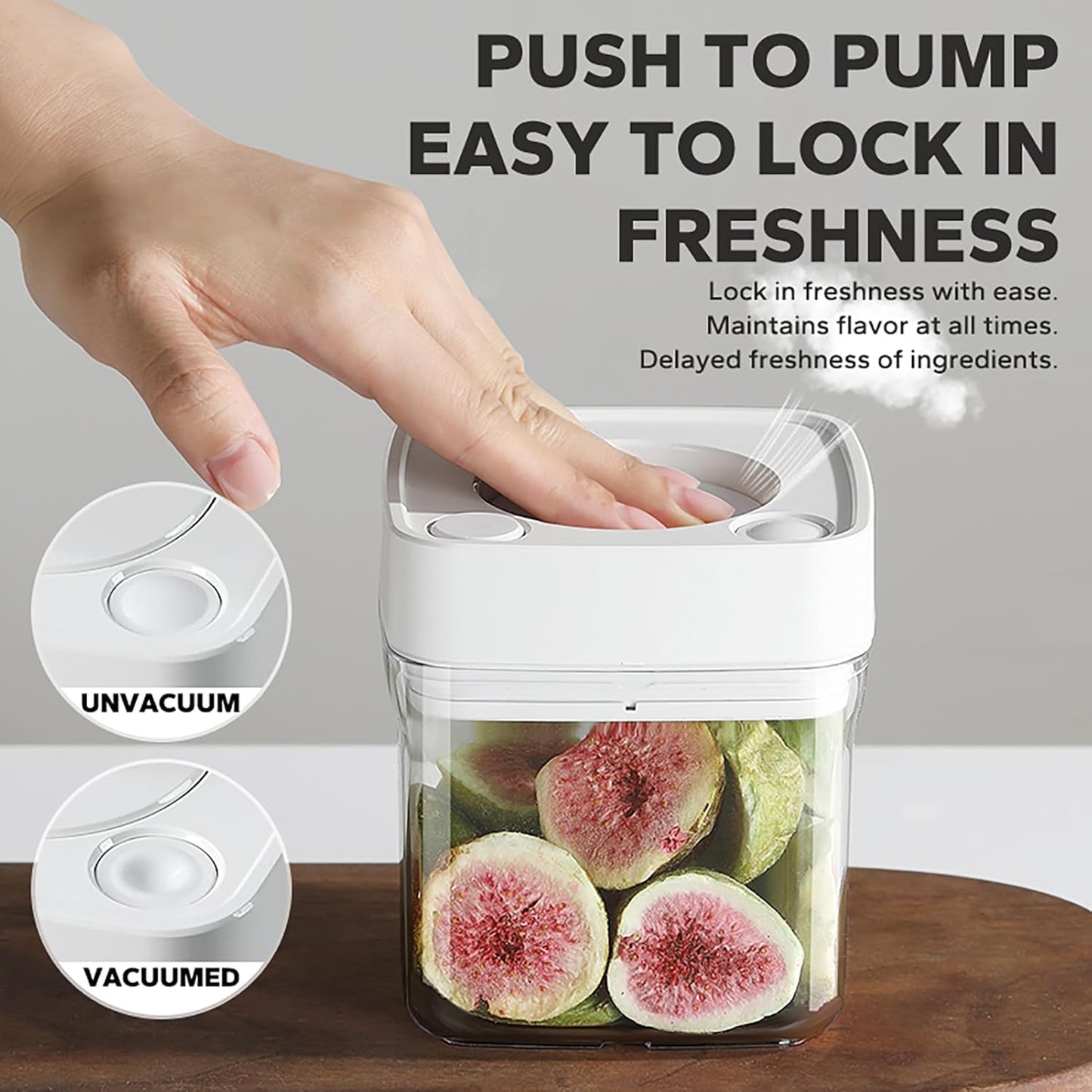 Manual Vacuum Jar With One-Button Vacuum Pump, Airtight Food Cereal Containers Storage With Lids (white-4pc)