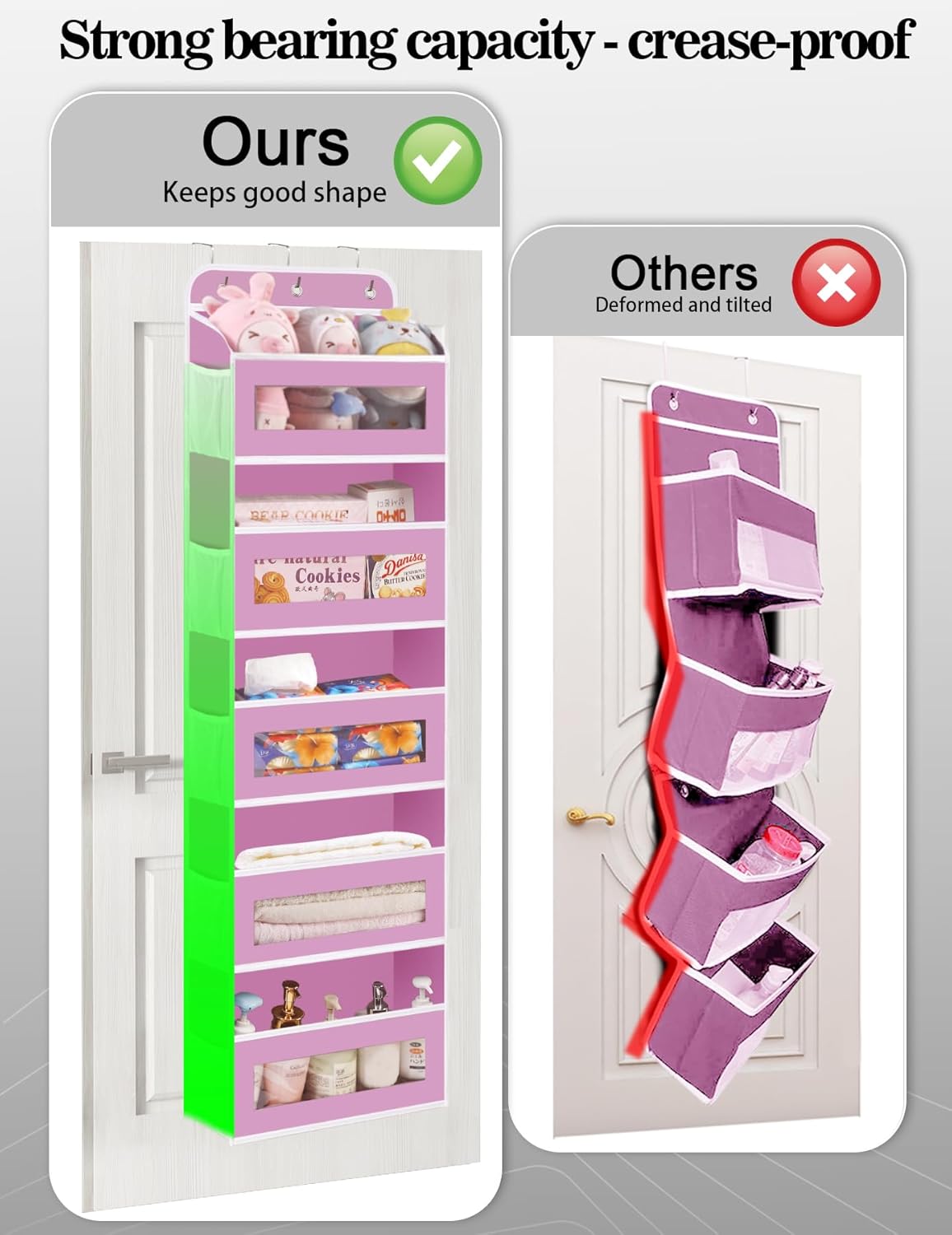 Over The Door Organizer, 5 Shelves Closet Door Hanging Organizer with 10 Mesh Pockets, Nursery Closet Organizer, Baby Essentials, Dorm Room Essentials for Girls