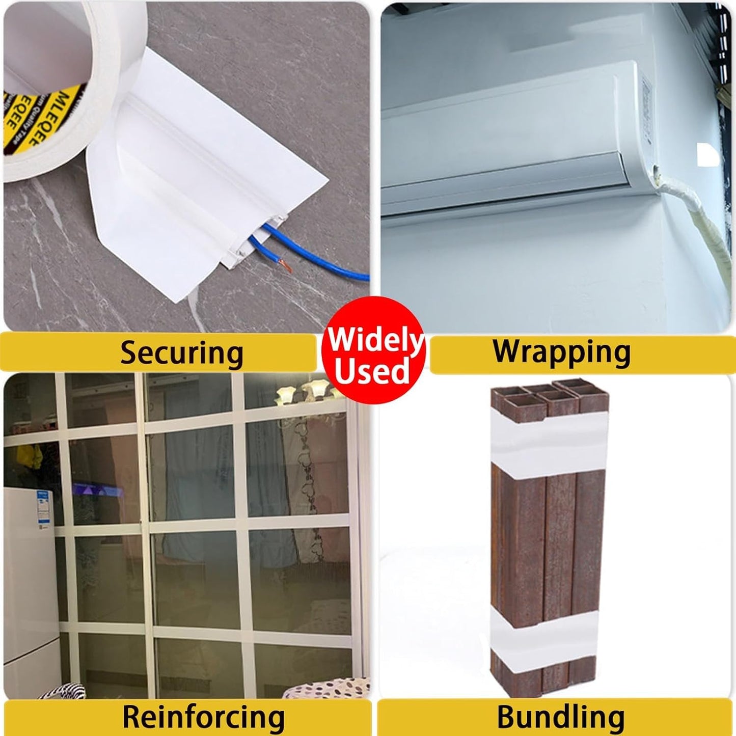 2Pack Duct Tape Heavy Duty Single Sided, Strong Adhesive High Strength, Waterproof Mesh Tape for Indoor Outdoor Repairing Sealing Bonding, Easy Use Hand Tearable, 1.57 Inch x 33 Feet, White