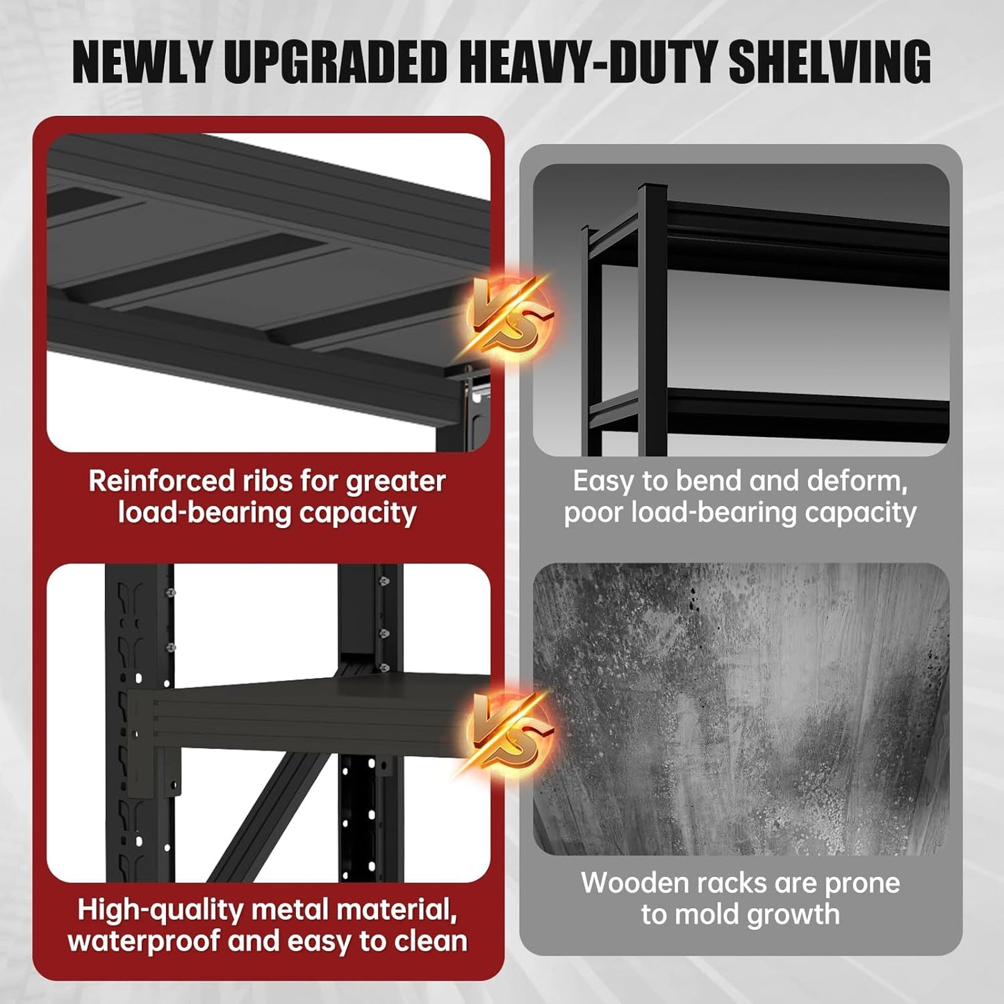 4000LBS Storage Shelves Heavy Duty, 48" W Metal Garage Shelving Units, 4 Tier Adjustable Shelf, Garage Storage Shelves Rack, Industrial Shelving for Warehouse, Basement,48" W x 24" D x 79" H