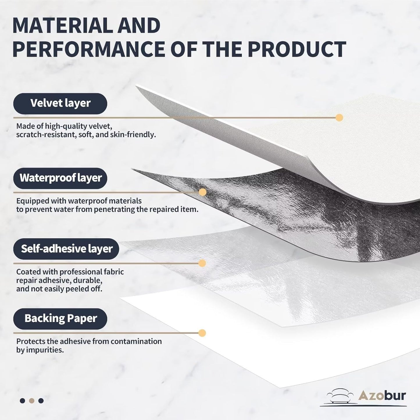 Azobur Velvet Patch,Self-Adhesive Rectangular Flannel Fabric Patch,Multicolor Available Anti Scratch Velvet 8X11 Inch Peel and Stick for Sofas, Automotive Interior, Handbags,and Pillow (White)