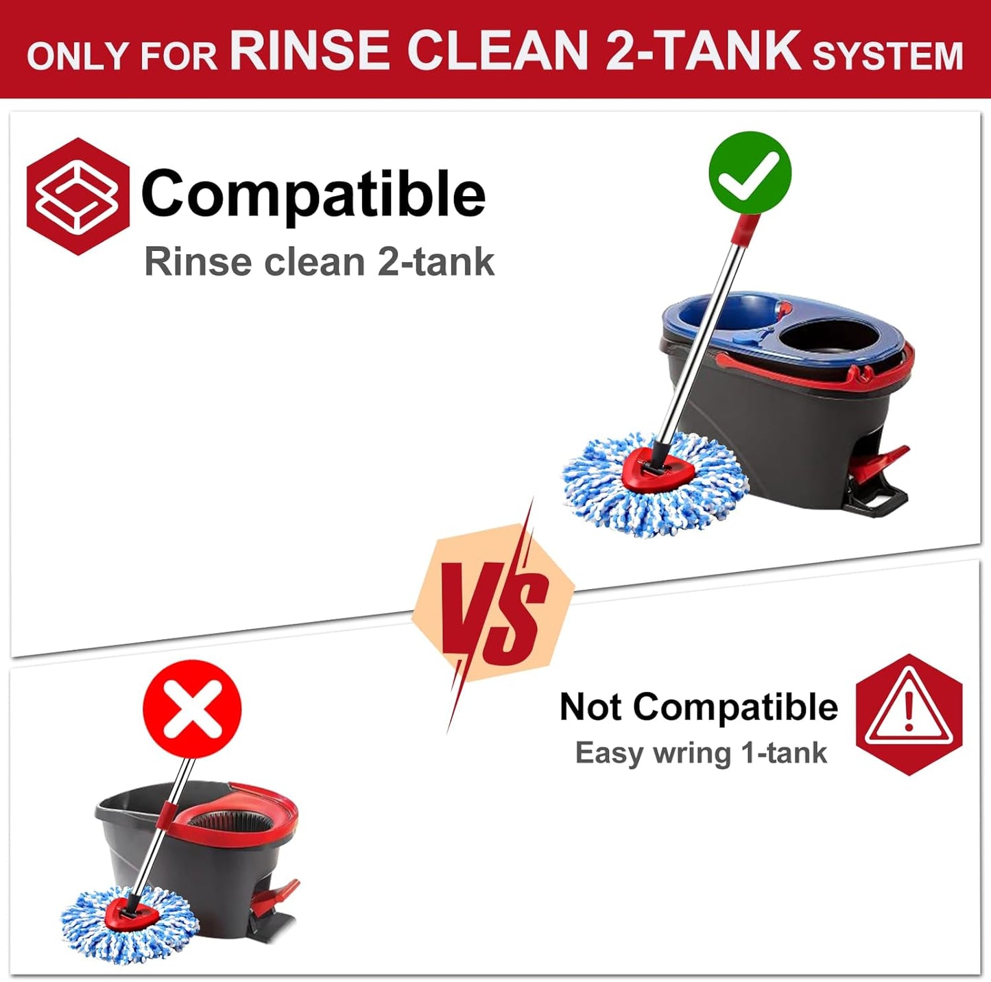 4 Pack Spin mop Replacement Head, Spin mop Scrub Brush,Microfiber Mop Refills, Easy to Replace,for Bathroom,Kitchen,Tub and Tile,Easy Cleaning,Suitable for Ocedar RinseClean 2-Tank System Spin Mop (A)