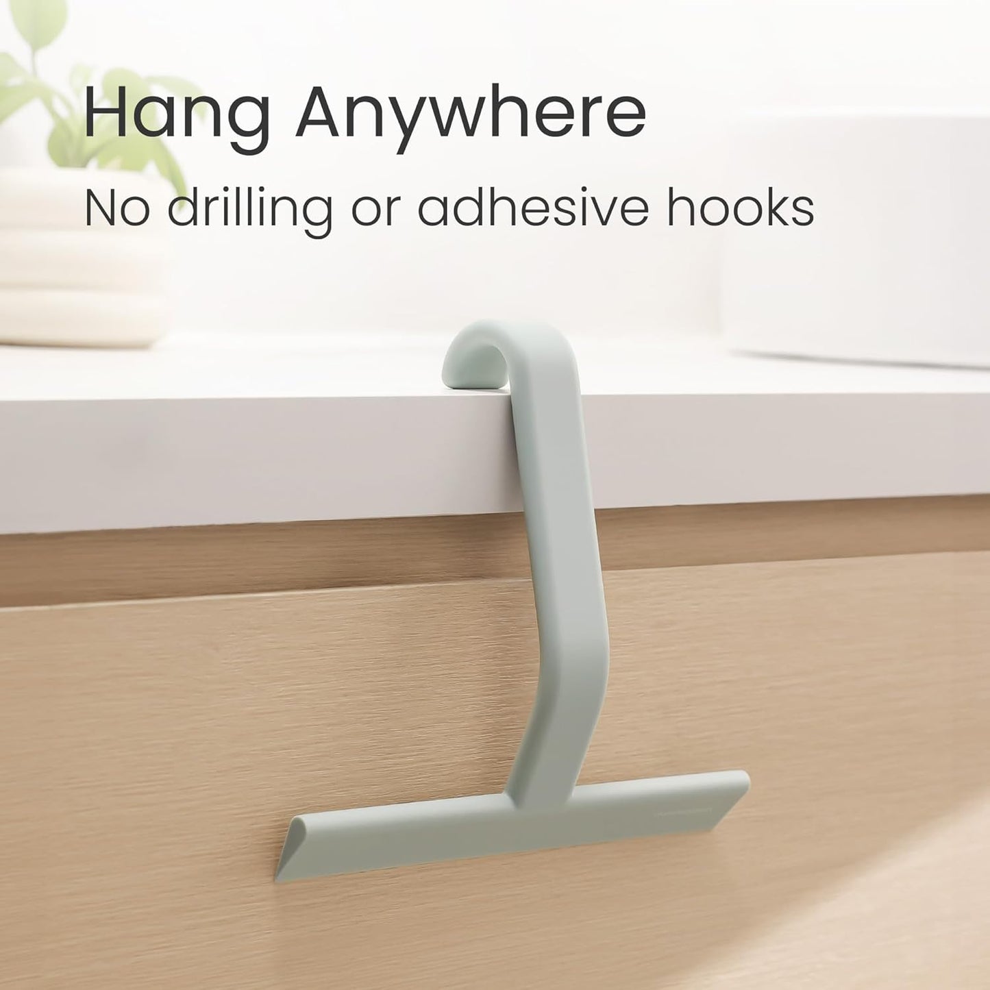 dancemoon JustHang Shower Squeegee for Glass Doors, All-one-Piece Silicone with Built-in Hook Design for Easy Hanging and Cleaning, 10 Inch Sage Green