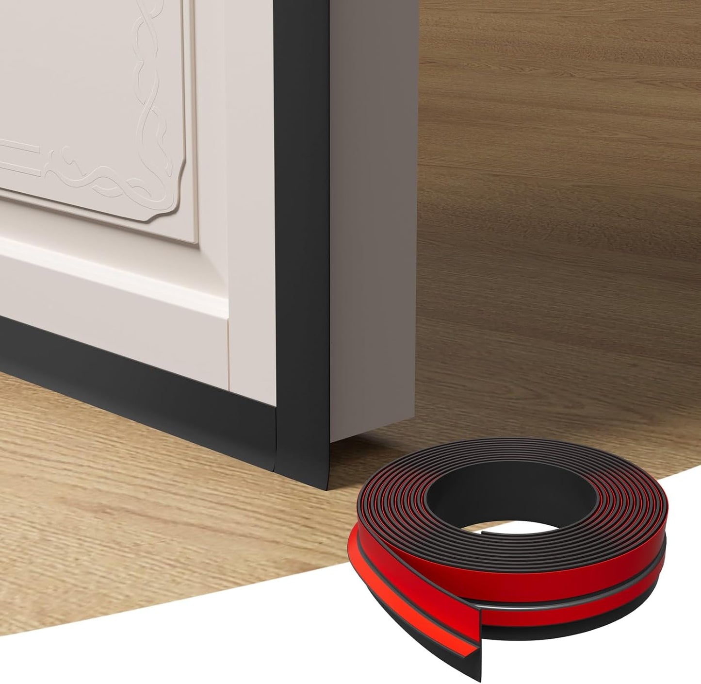 T-Shaped Door Draft Stopper, 1.37 in x 20 Ft Silicone Seal Strip for Windows Gaps, Weather Stripping Seal Strip Shower Sweep, Black