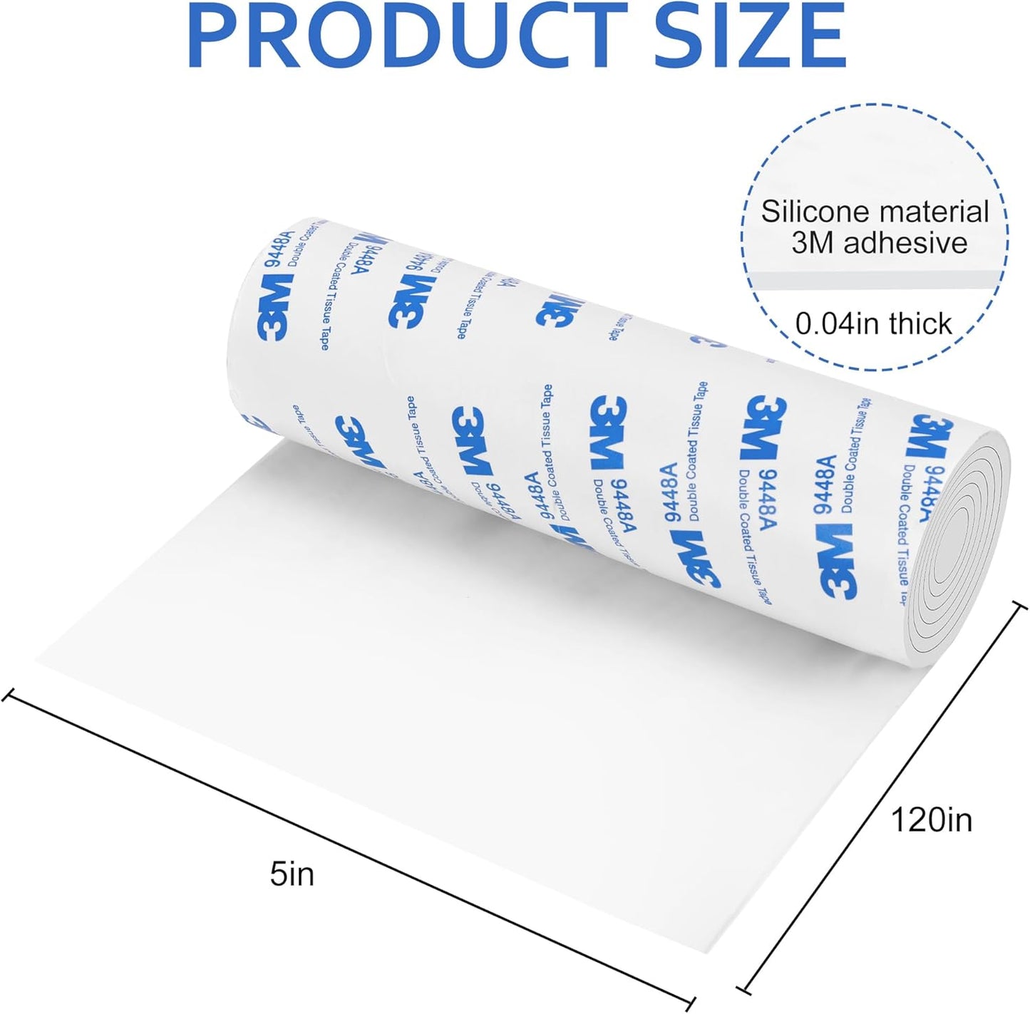 Silicone Furniture Pads, 5" x 120" Non Slip Furniture Pads Anti Skid Pads Non Slip Self Adhesive Cuttable Silicone Tape Strip Roll for Protecting Hardwood Floors Chair Wall Protector - White