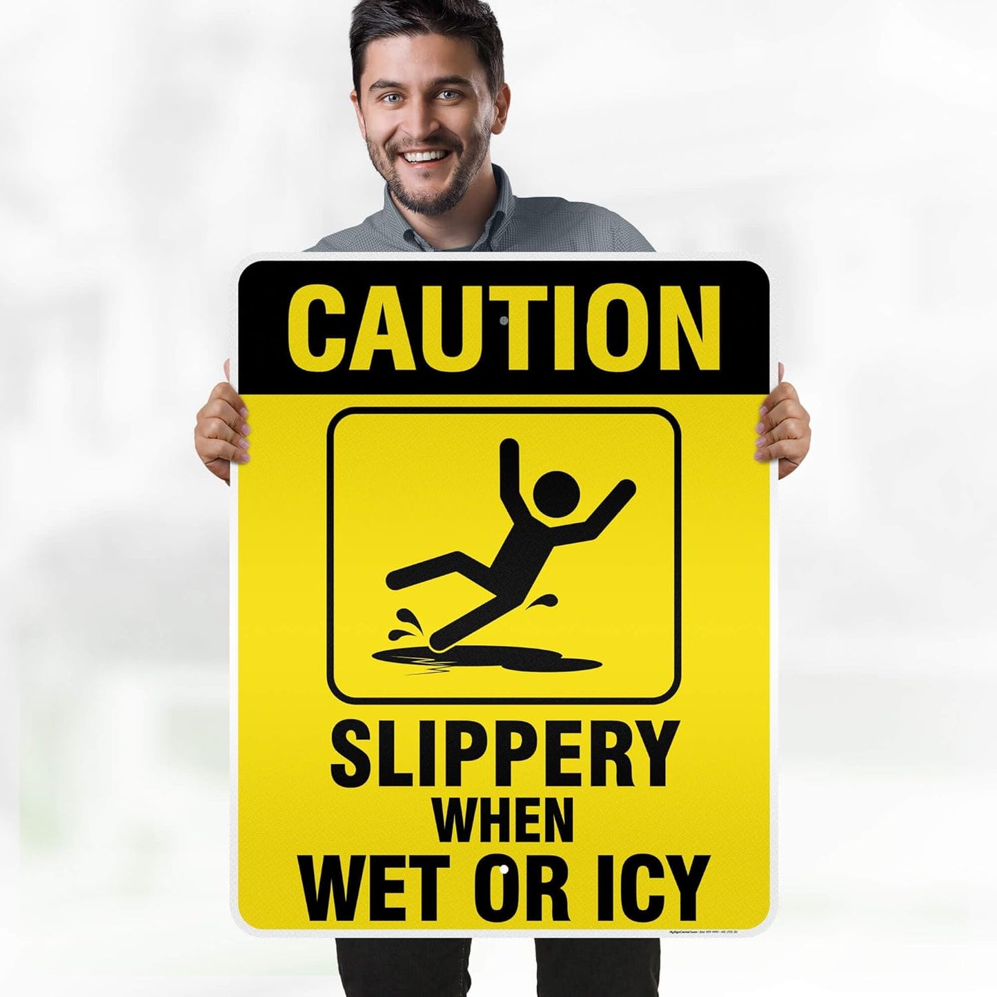 Caution Slippery When Wet Sign or ICY Sign, 24"x30" .080 Reflective Aluminum, Indoor/Outdoor Use, USA MADE By My Sign Center