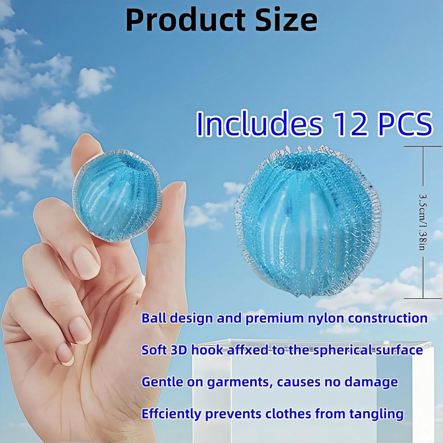 12 PCS Pet Hair Remover for Laundry & Dryer, Reusable Laundry Lint Catcher, Dog Hair Remover Tool for Clothes Bedding, Washing Machine Hair Trap, Non-Damaging Fabric Safe