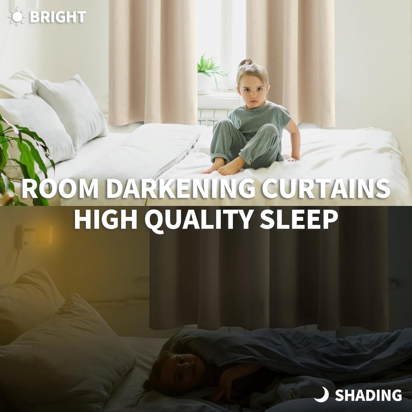 BGment Short Blackout Curtains for Bedroom 40 Inches Long - Thermal Insulated Room Darkening Curtain for Kitchen, Champagne, 34 x 45 Inch, 2 Panels