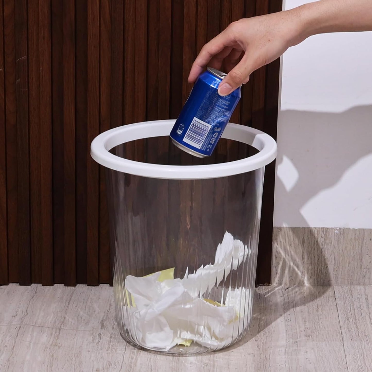 4-Pack Waste Basket Plastic, Small Plastic Garbage Can, Clear, 4 Gallon