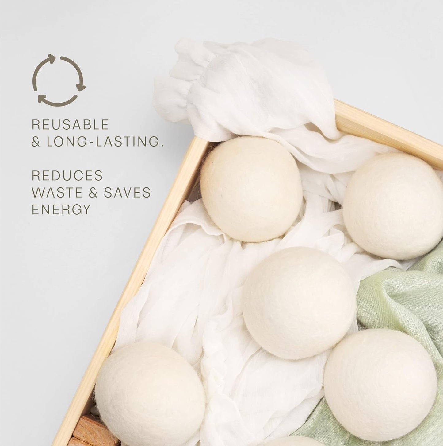 Pursonic Laundry Wool Dryer Balls – Reusable Dryer Balls Made from 100% Pure New Zealand Wool – Natural Fabric Softener Balls - Saves Drying Time/Energy Consumption (Pack of 6)