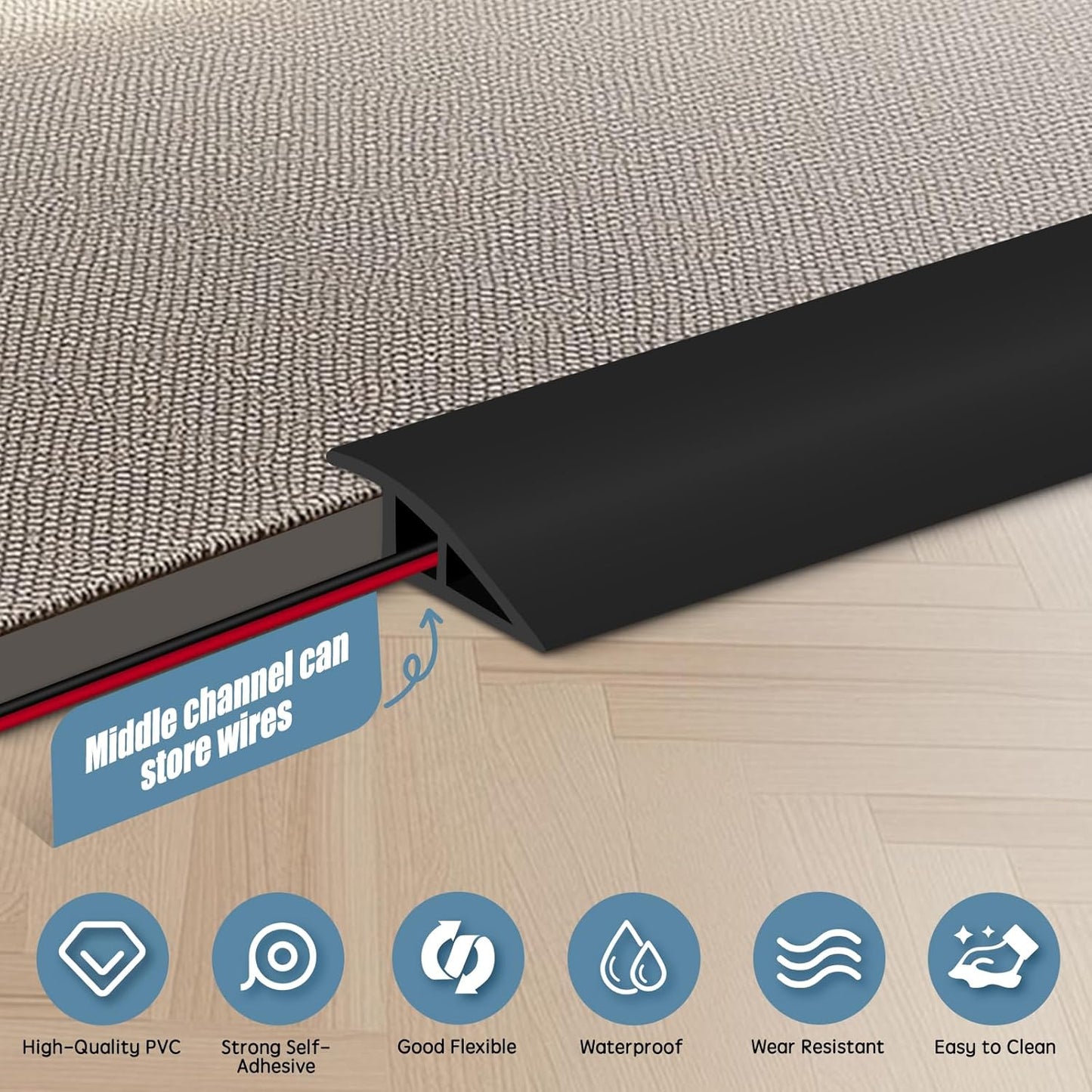 Floor Transition Strip Door Threshold 39" Floor Transition Reducer Trim on The Edges Threshold Strip Self Adhesive Suitable for Doorways, Tiles, Carpet
