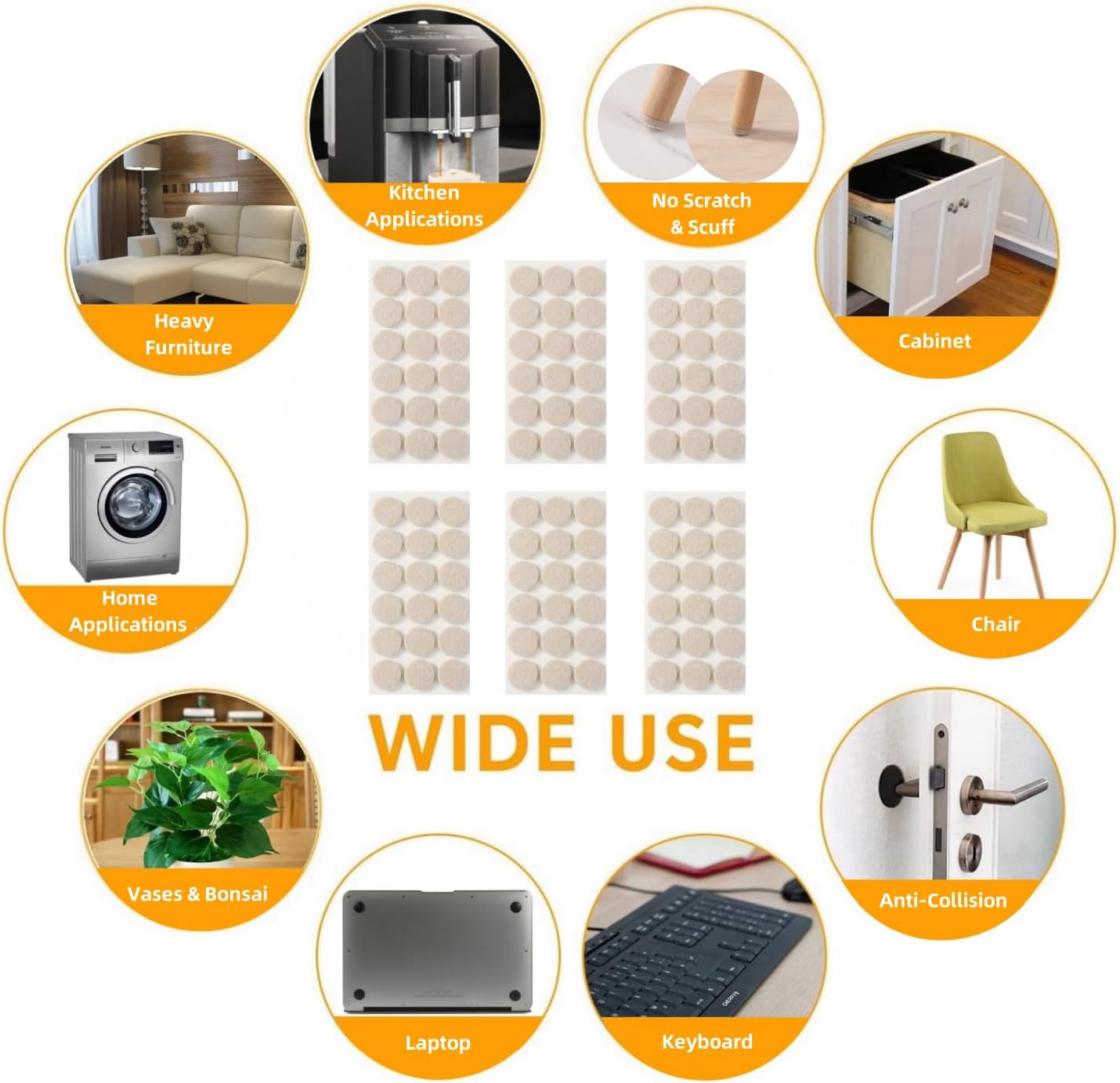 Furnigear Felt Furniture Pads for Hardwood Floors - Self Adhesive Chair Felt Pads, Floor Protector for Furniture Feet, Furniture Sliders Moving Your Furniture Smoothly - Anti Scratch 108 Pcs 1" Round