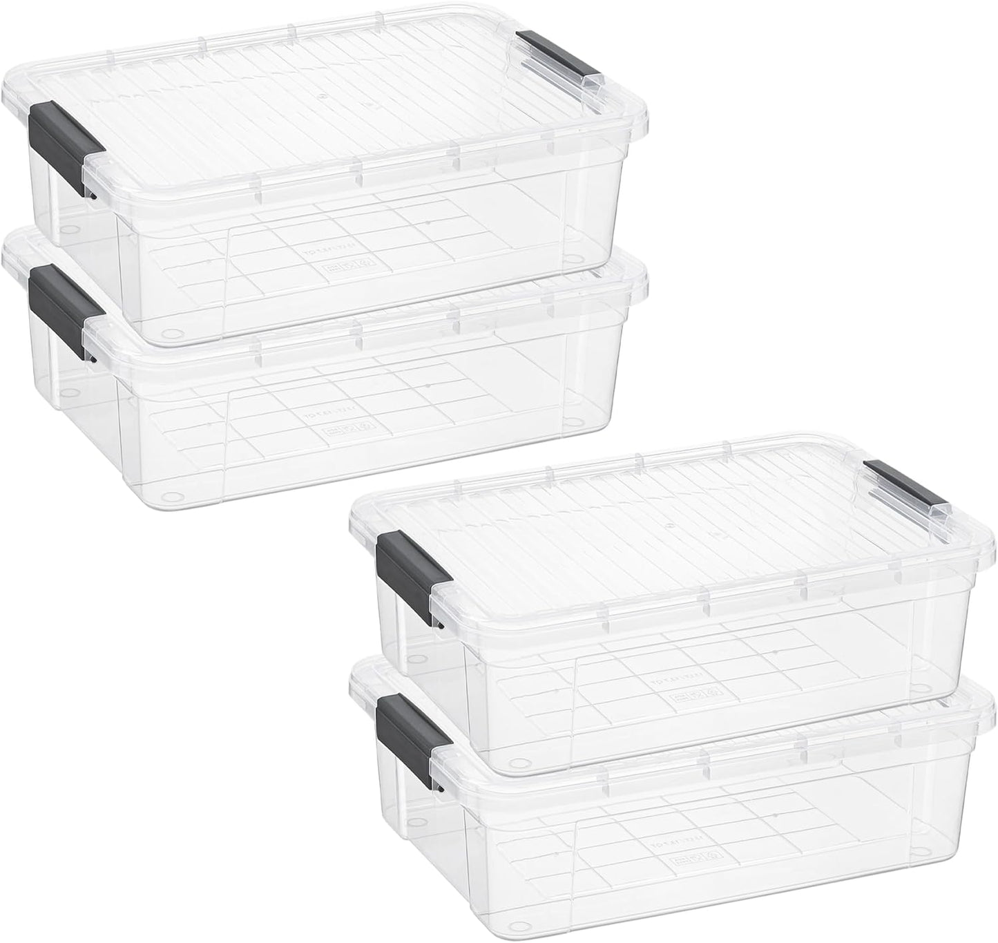Superio Clear Storage Boxes with Lids, 16 Quart Plastic Container Bins for Organizing, Stackable Crates, BPA Free, Non Toxic, Odor Free, Organizers for Home, Office and Dorm, 4 Pack