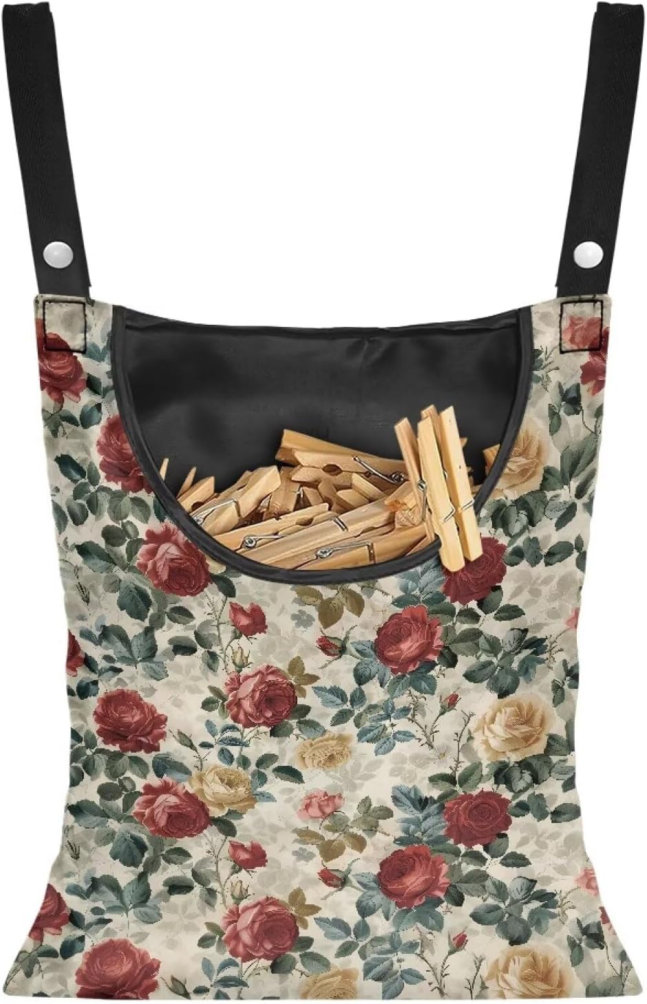 2 Pcs Rose Clothespin Laundry Bag, Clothes Lines for Clothes Outside, Hanging Storage Organizer with Hanging Rope for Home Outdoor