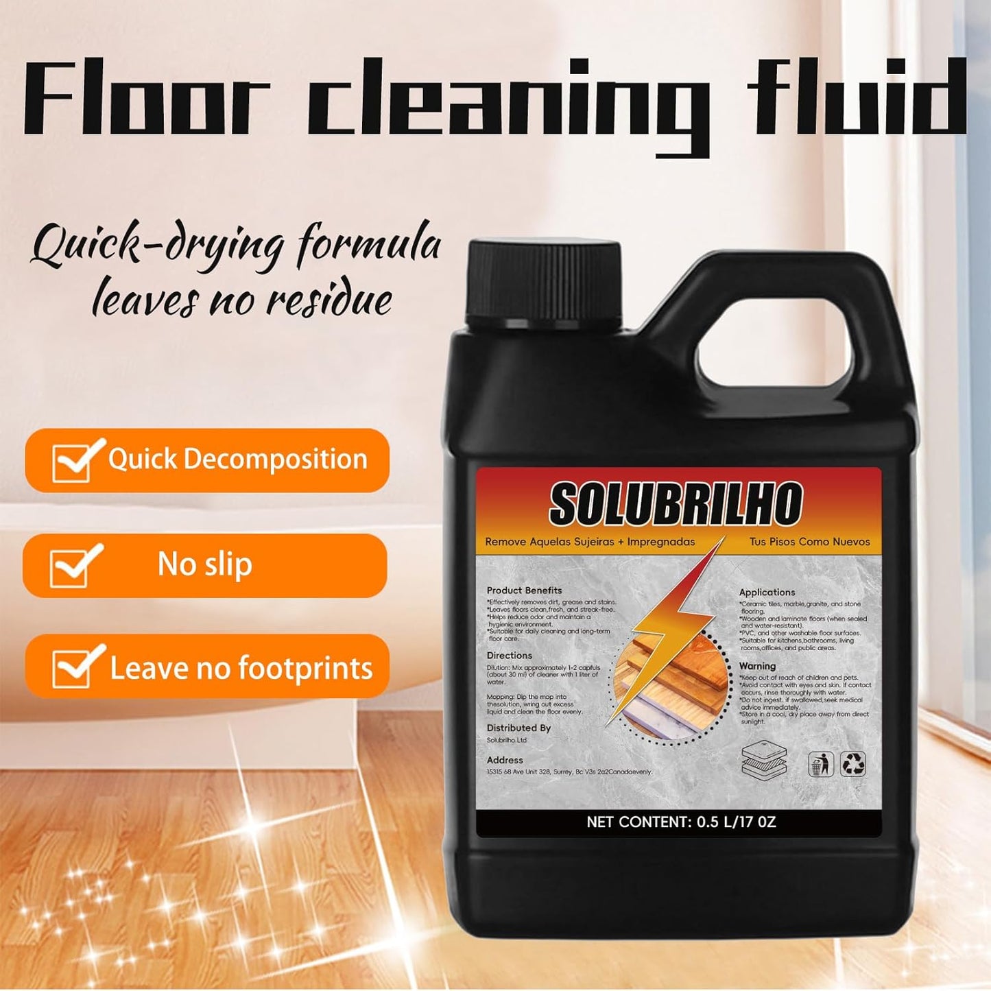 Tile Cleaner, Original Floor Cleaner Black Bottle, 0.5L Multipurpose Powerful Stain Removing Liquid, Stone and Tile Polishing Cleaner for Multi-surfaces, Kitchen, Tiles, Porcelain (2)