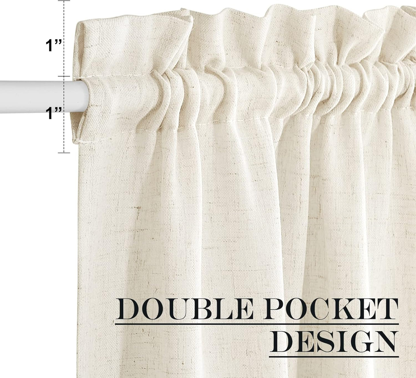 NICETOWN Thick Linen Textured Curtain Farmhouse French Door Shade Solid Room Darkening Door Shade Indoor Outdoor Sidelight Curtain for Window, W52 x L40, 1 Panel, Natural