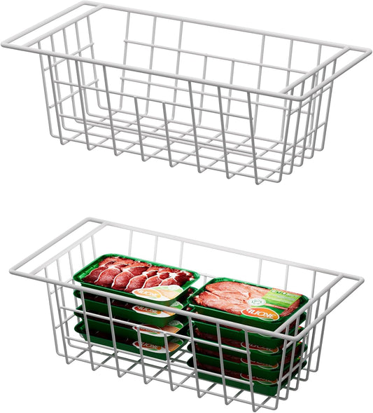 SANNO 17.5in Chest Freezer Basket,Freezer Organizer Bins, Sturdy Metal Wire Freezer Organizer for Home Kitchen