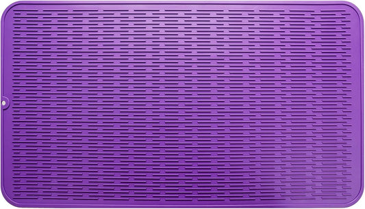 Silicone Dish Drying Mat for Multiple Usage,Easy clean,Eco-friendly,Heat-resistant Silicone Mat for Kitchen Counter or Sink,Refrigerator or Drawer Liner Purple 4XL 32 inches x 18 inches
