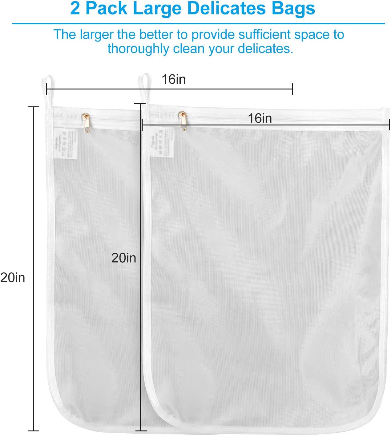 GOGOODA Delicates Laundry Bags, Fine Mesh Wash Bag for Lingerie, Underwear, Bra, Silk, Socks with Hanging Loop