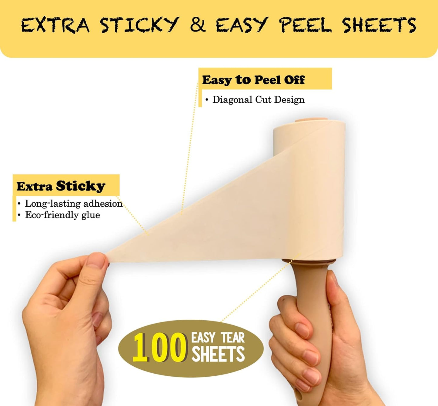 Extra Sticky Lint Roller Refills Only, Total 400 Easy Tear Sheets, Insert Tube Measures 1.5" and Fits Most 3.9"-4" Standard Size Lint Roller Handle, Works Great On Pet Hair(Pack of 4)