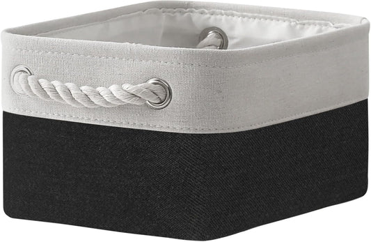 TheWarmHome Storage Bins for Shelves - 12x8x5.2 inch 1 Pack Storage Baskets for Gifts Empty for Closet Organizing Dog Gift Cloth Toy Cubes Box (White & Black)