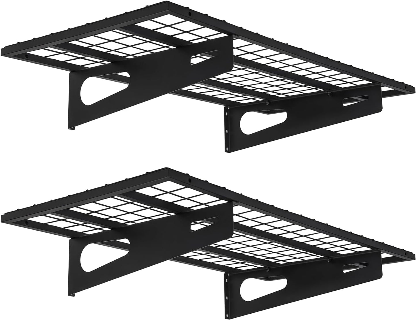 2-Pack 1.5x3FT Garage Shelving 17.7-inch-by-35.8-inch Wall Shelf Garage Storage Rack Wall Mounted Floating Shelves, Black