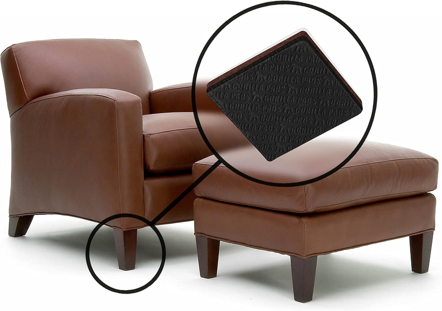 Slipstick GorillaPads Non Slip Furniture Pads/Gripper Feet Floor Protectors (Set of 8) Premium 3 Inch Square Self Adhesive Rubber Stoppers for Furniture Legs, Black, CB155-8