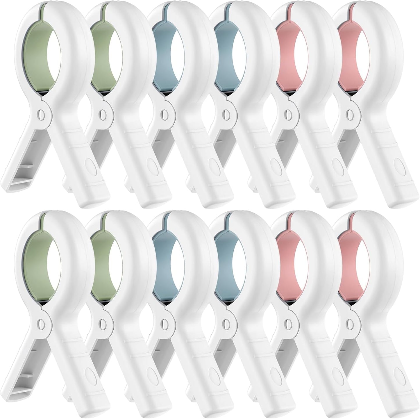 Senbowe 12 Pack Beach Towel Clips,Pool Chair Clips,Heavy Duty Plastic Clothes Pins,Quilt Drying Clips,Windproof Clothes Clips,Keep Your Towel,Clothes,Blankets to Dry on Clothesline and Hanging Rack