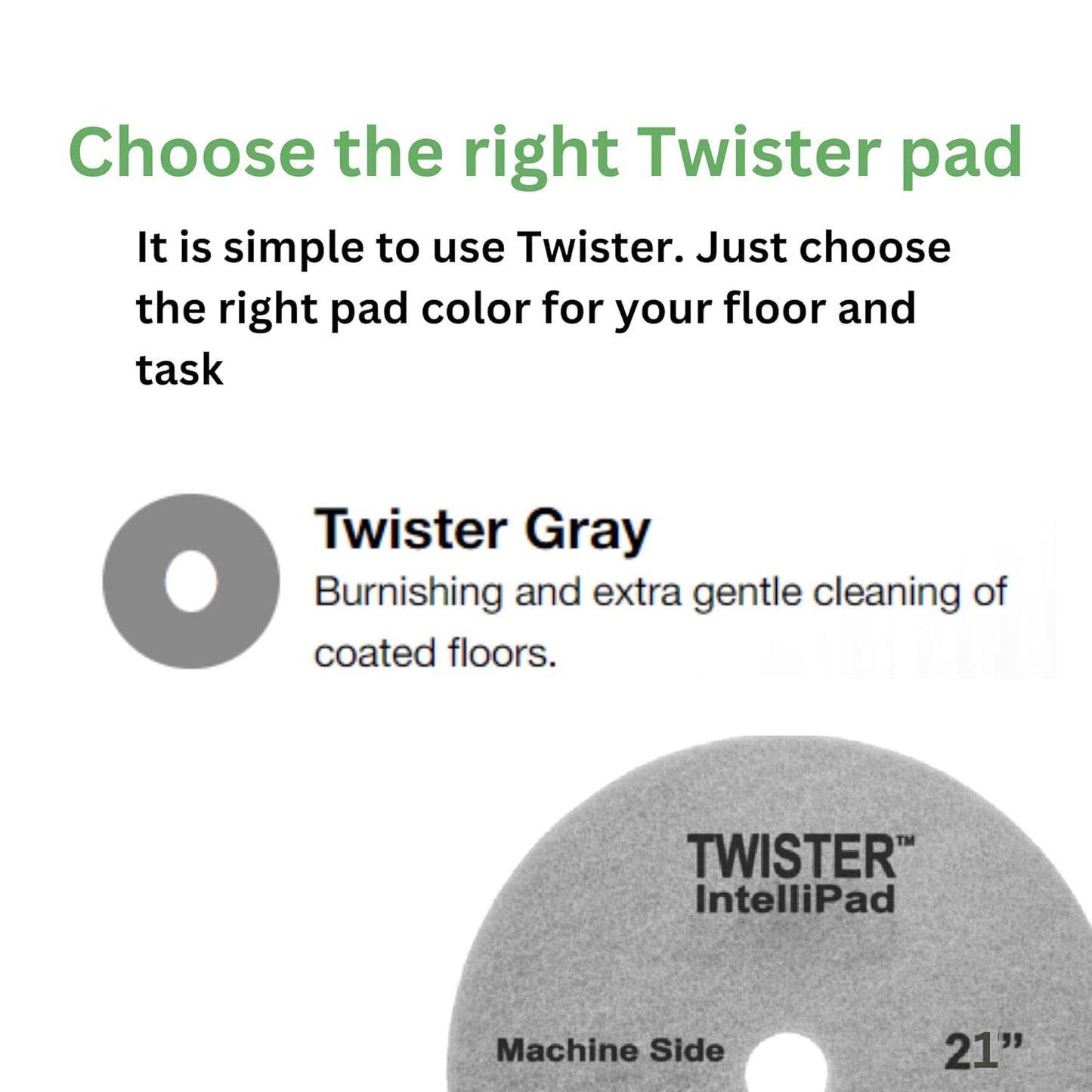 Diversey DD800576 TASKI Twister Intellipad Diamond Coated Floor Machine Cleaning Pad, Made in USA, Burnish to High Super Gloss Finish, Grey/Brown, 21-inch (Pack of 2)
