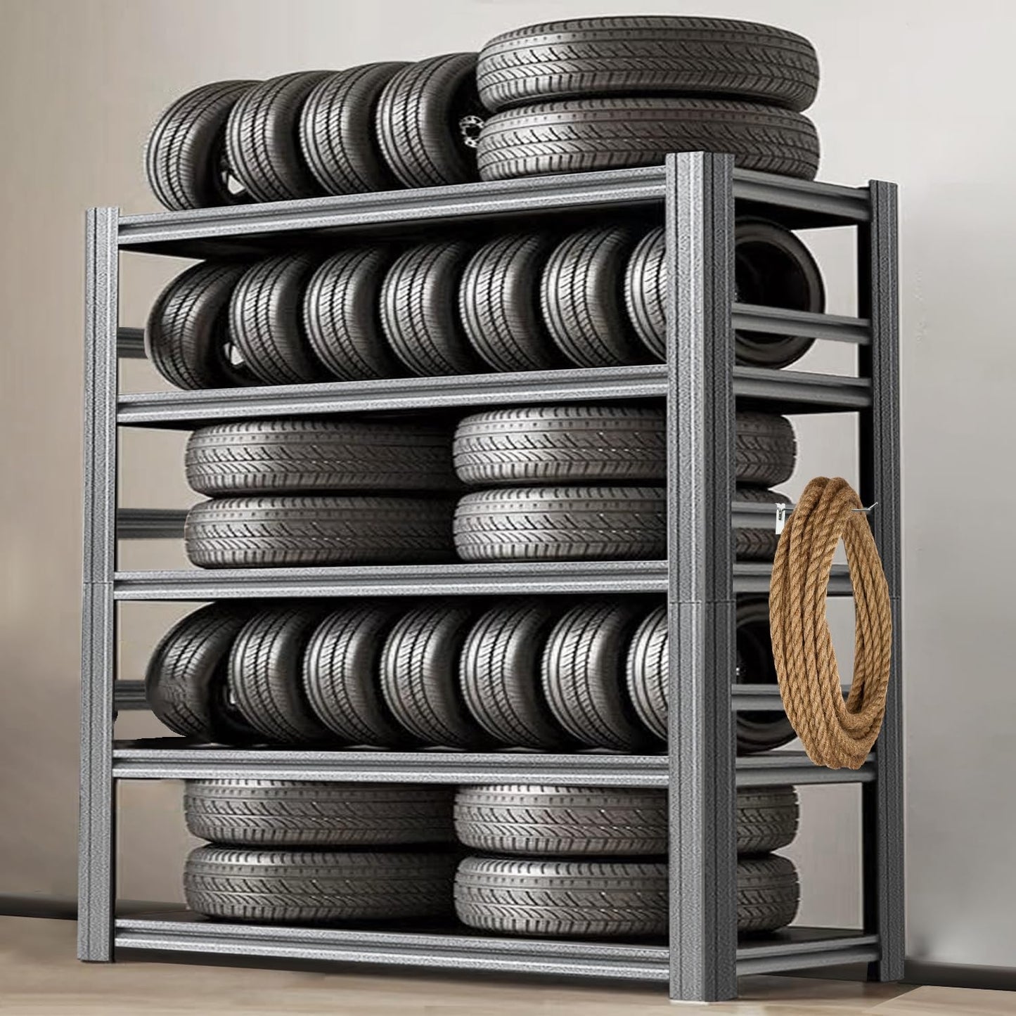 Storage Shelf 5-Tier Garage Shelving, Industrial Shelving with Guardrails, 2500LB Boltless Metal Shelves Heavy Duty for Storage Room, 18" D x 47.2" W x 72" H, Iron Black 2 Pack