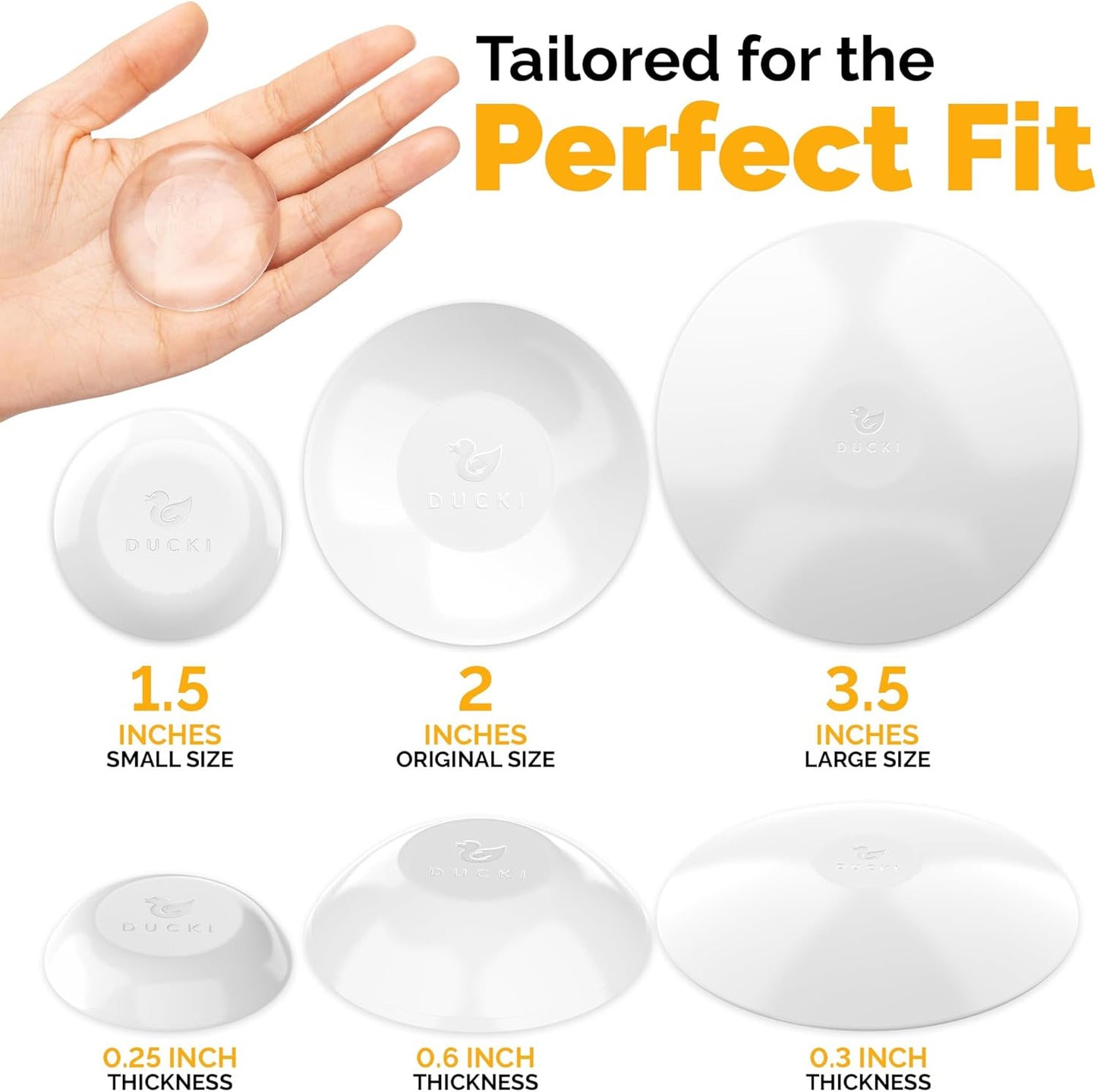 Ducki Wall Protectors -4 Pack White- Self Adhesive, Reusable Solution for Stopping Wall Damage & Noise from Doors, Refrigerators & More in Your Home or Office - Durable, Shock Absorbent & Discreet