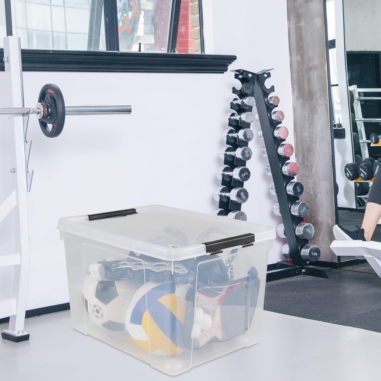 50 L Large Plastic Storage Bins with Latching Lids and Wheels, 4-Pack Clear Stackable Boxes for Closet, Garage