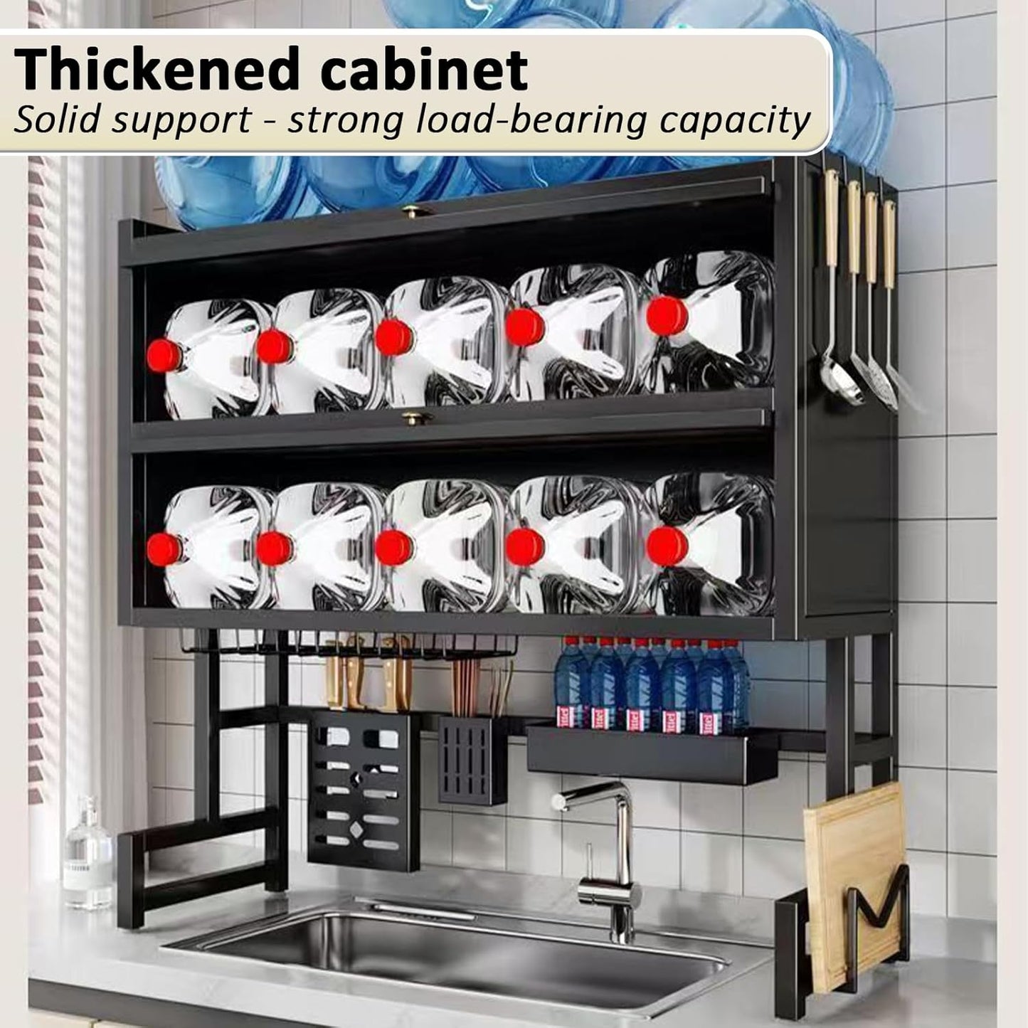 Over The Sink Dish Drainer Drying Rack 4 Tiers with Cover, Keep Kitchen Sink Shlef Organized Space-Saving Dish Drying Rack, Large Drying Rack for Dishes, Glasses, Bowls, Cutlery W-25.6in