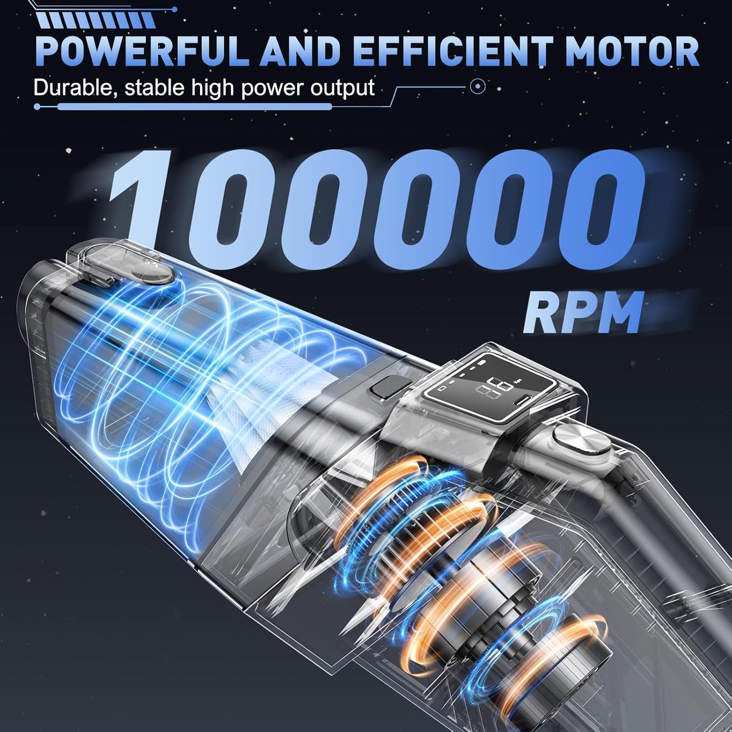 JONYJ Handheld Vacuum Cordless, 16000PA High Power Car Vacuum Cleaner, Portable Hand Held Vacuum Cleaner with LED Light & Multi-Nozzles, Dust Buster Rechargeable for Home, Car, Office, Pets