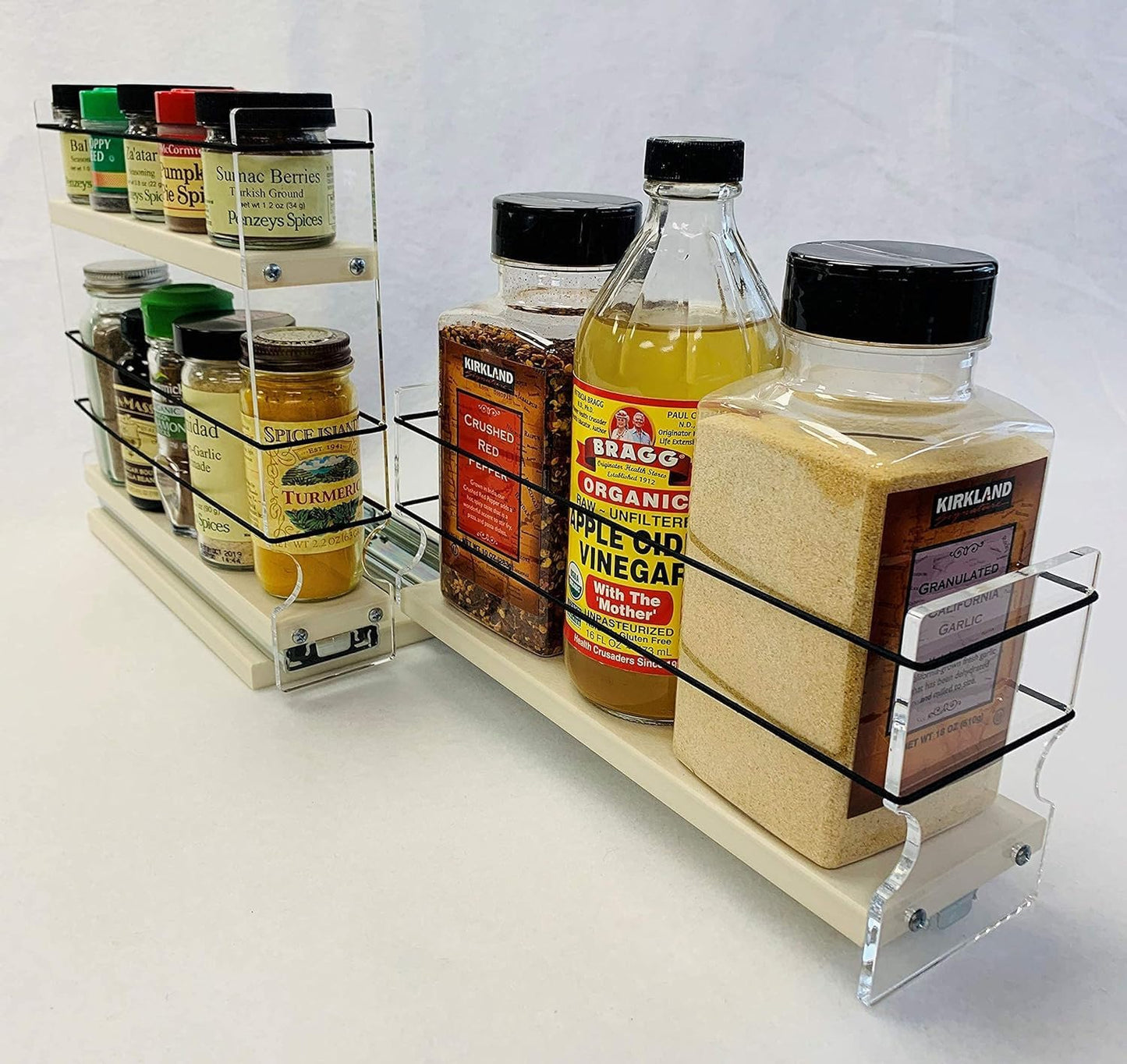 Vertical Spice Combo Spice Rack Drawer - Pull Out Pantry Organizers and Storage - Kitchen Cabinet Organizer - Seasoning Sliding Caddy - Made in USA (5.75" W x 9.25" H x 10.60" D, Partially Assembled)