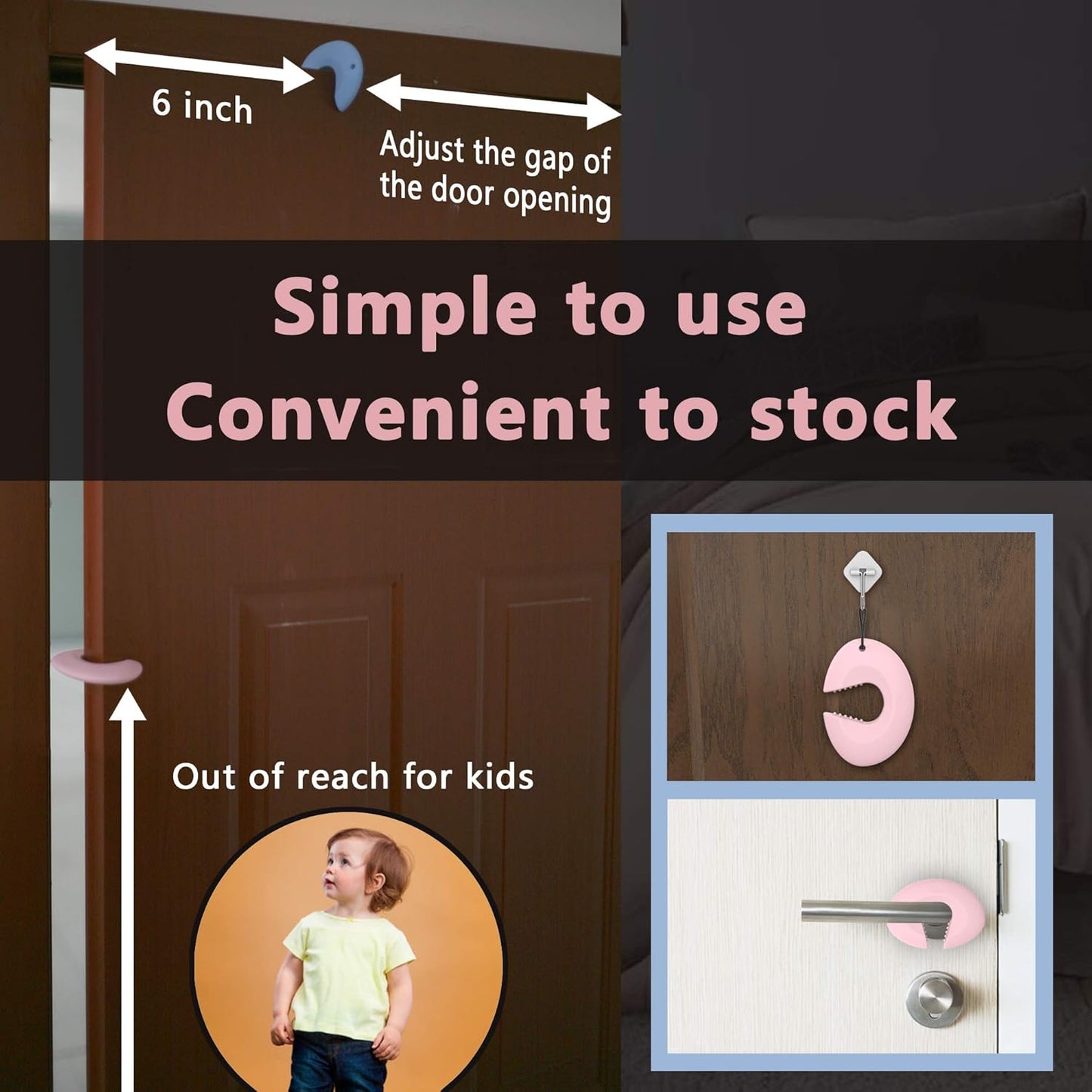 Silicone Door Pinch Guard and Door Slam Stopper, Durable Finger Pinch Guard, Prevents Pinch Injuries, Slamming Doors, Door Stopper for Kids, 4 Packs （2 Pink 2 Blue）.