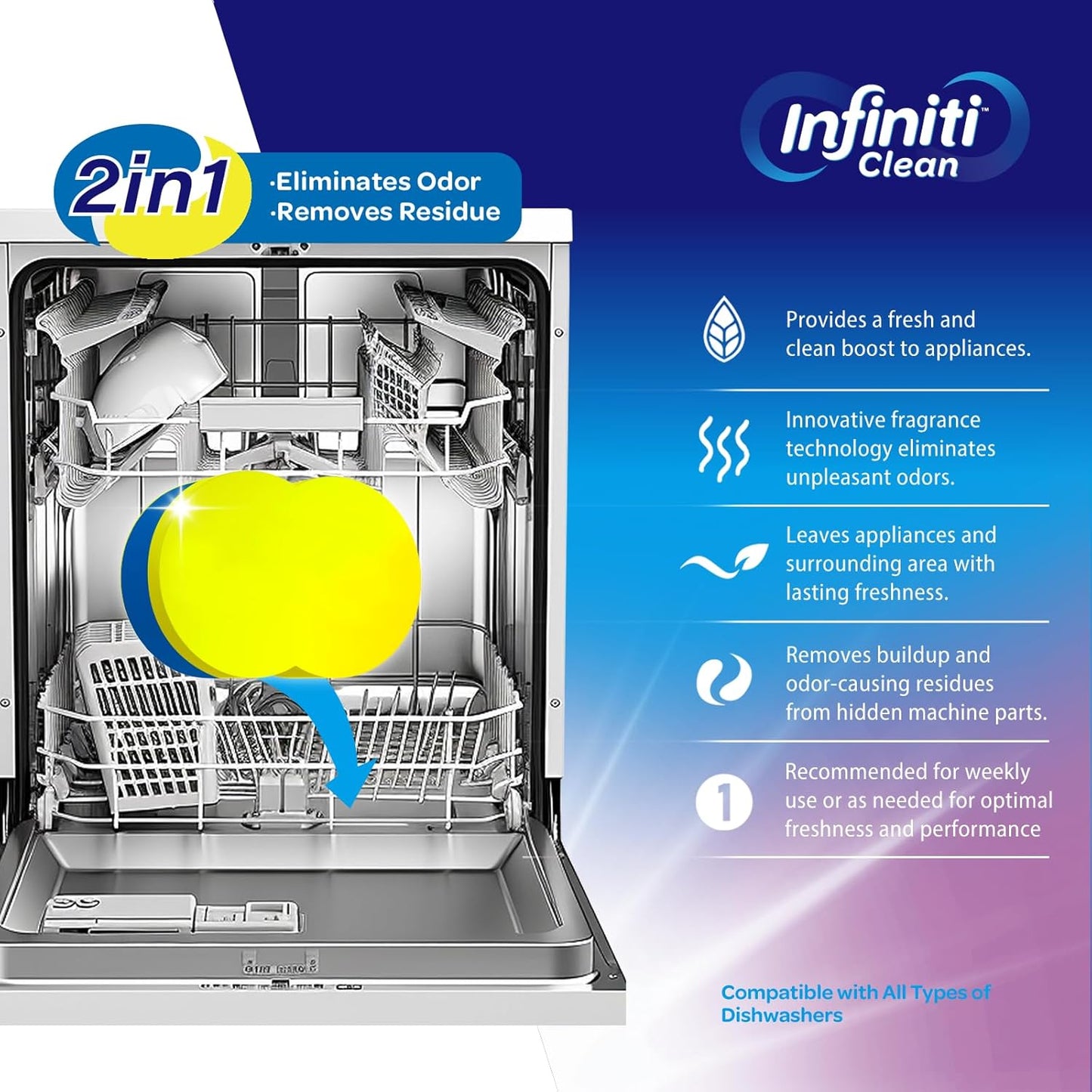 Dishwasher Cleaner and Deodorizer Tablets - Deep Clean Dishwasher Cleaner Tablets, Septic Safe, Natural Limescale Remover - Compatible with All Models (12 Pack)