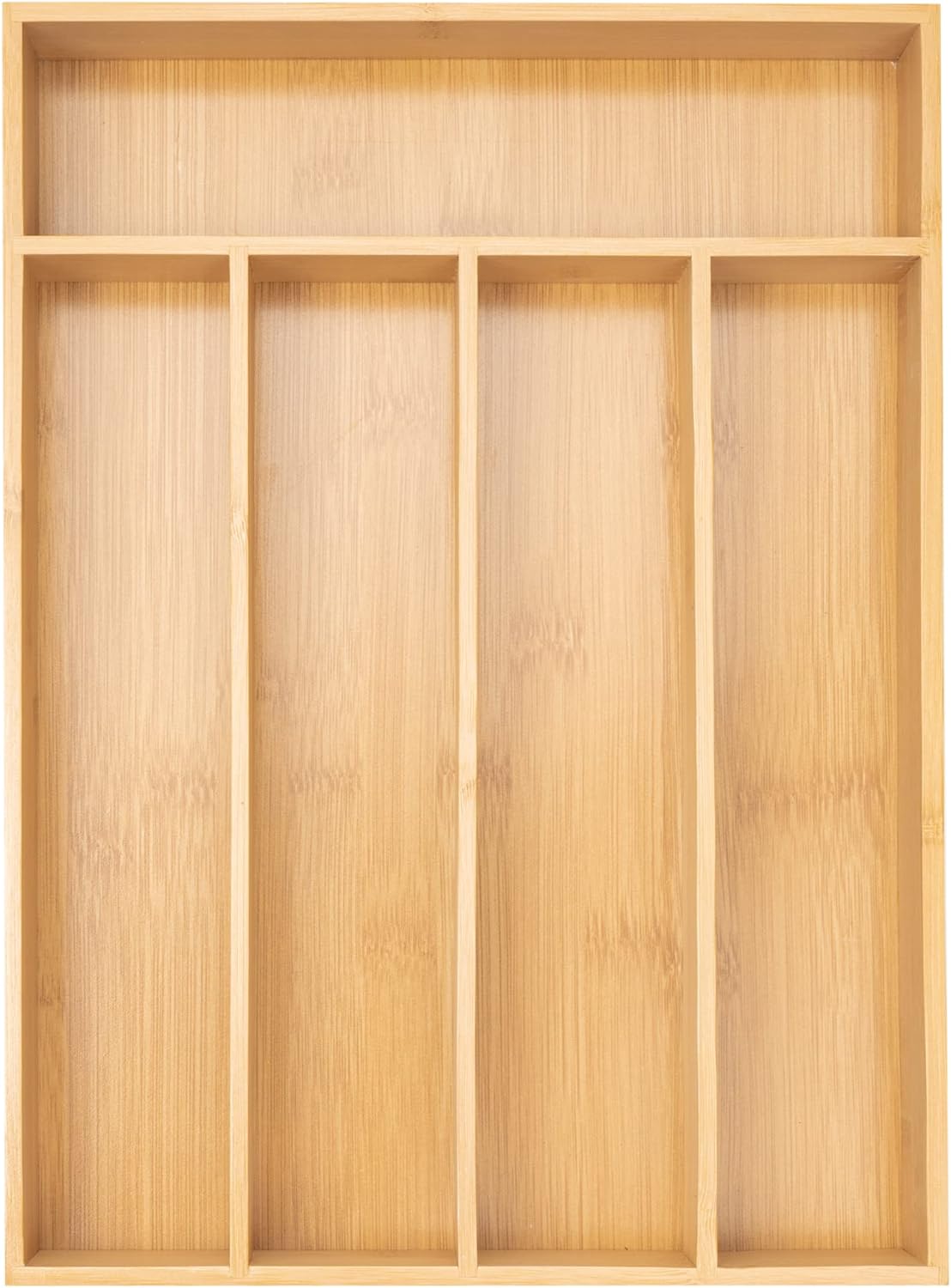 Silverware Organizer Kitchen Drawer Organizer Utensil Organizer Bamboo Silverware Holder Cutlery Organizer in Drawer Flatware Organizer Tray(5 slots, Natural