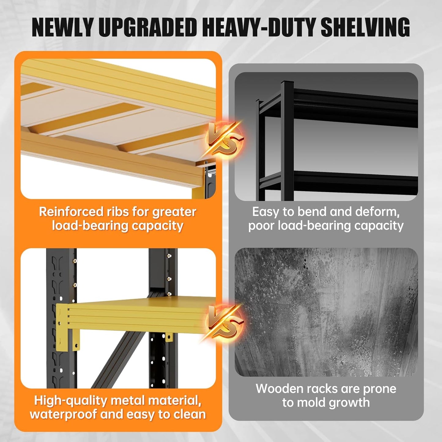 60" W Storage Shelves Heavy Duty, 4 Tier Metal Garage Shelving Units, 5000LBS Heavy Duty Adjustable Shelf, Garage Storage Rack, Industrial Shelving for Shop, Warehouse,60" W x 24" D x 79" H