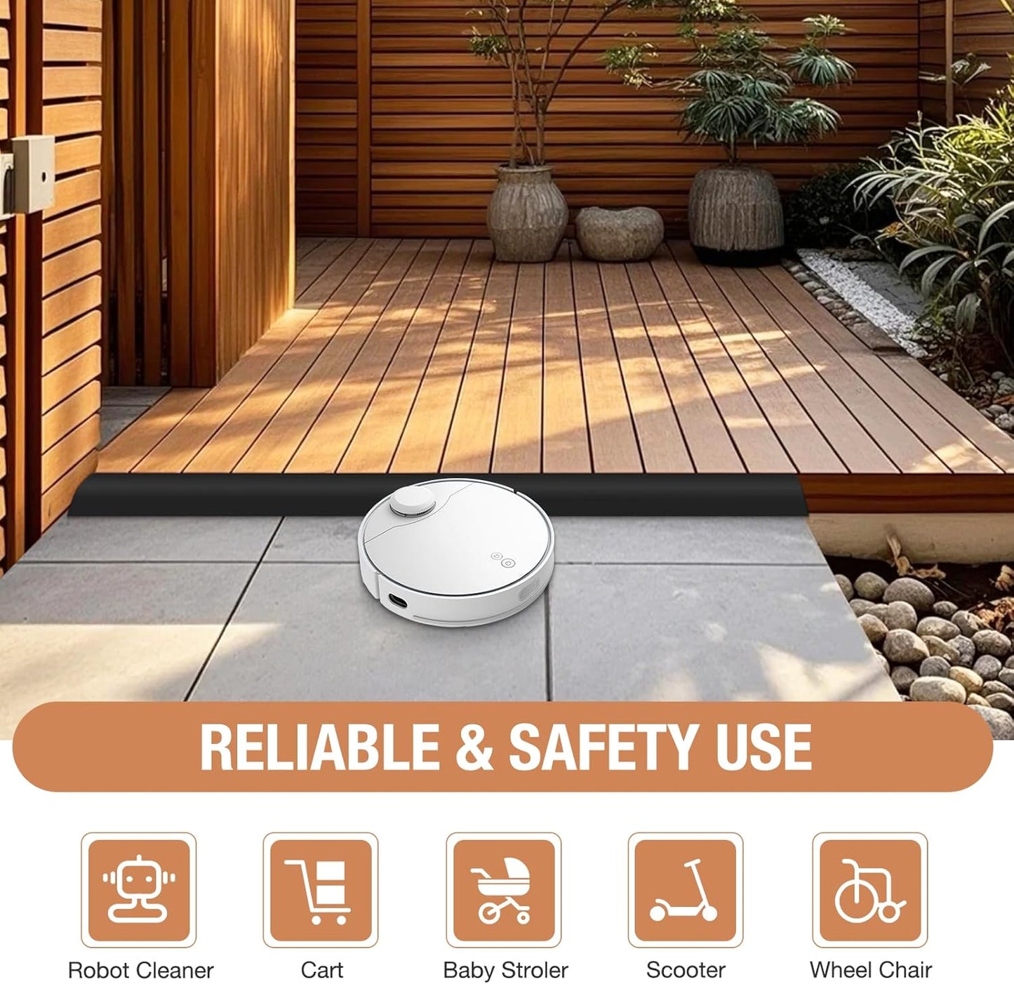 Floor Transition Strip Self Adhesive Vinyl Door Threshold for Doorways Carpet Edging Trim Overlap Edge Reducer for Laminate Floor, Carpet, Tile (Black, 3/5" to 4/5", 3.3Ft)