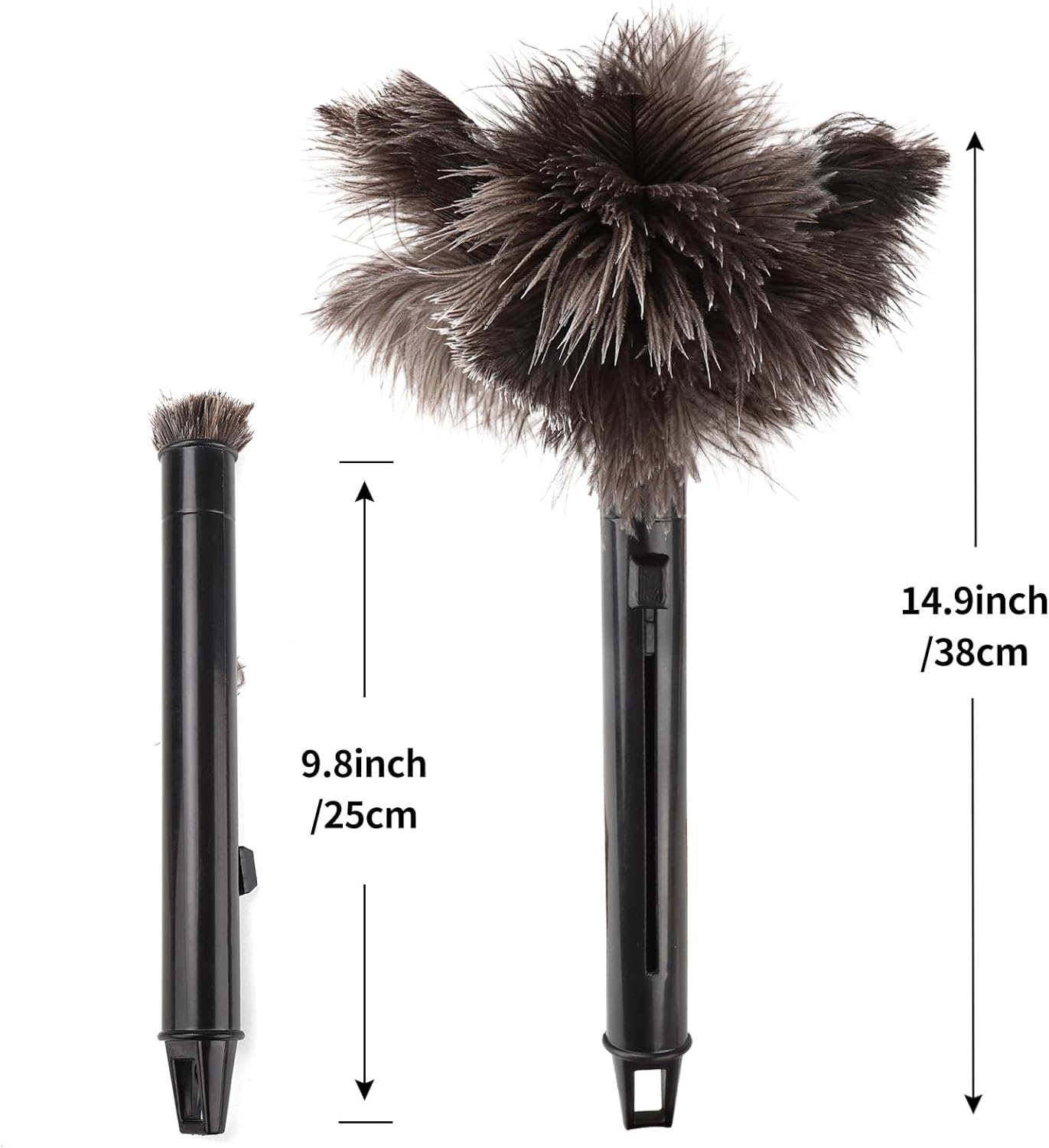 Retractable Feather Duster-Genuine Ostrich Feathers,Anti-Static,Reusable Eco-Friendly Handheld Cleaning for Keyboard,Home,Car,Office(10 to 15 Inches) 12Pack