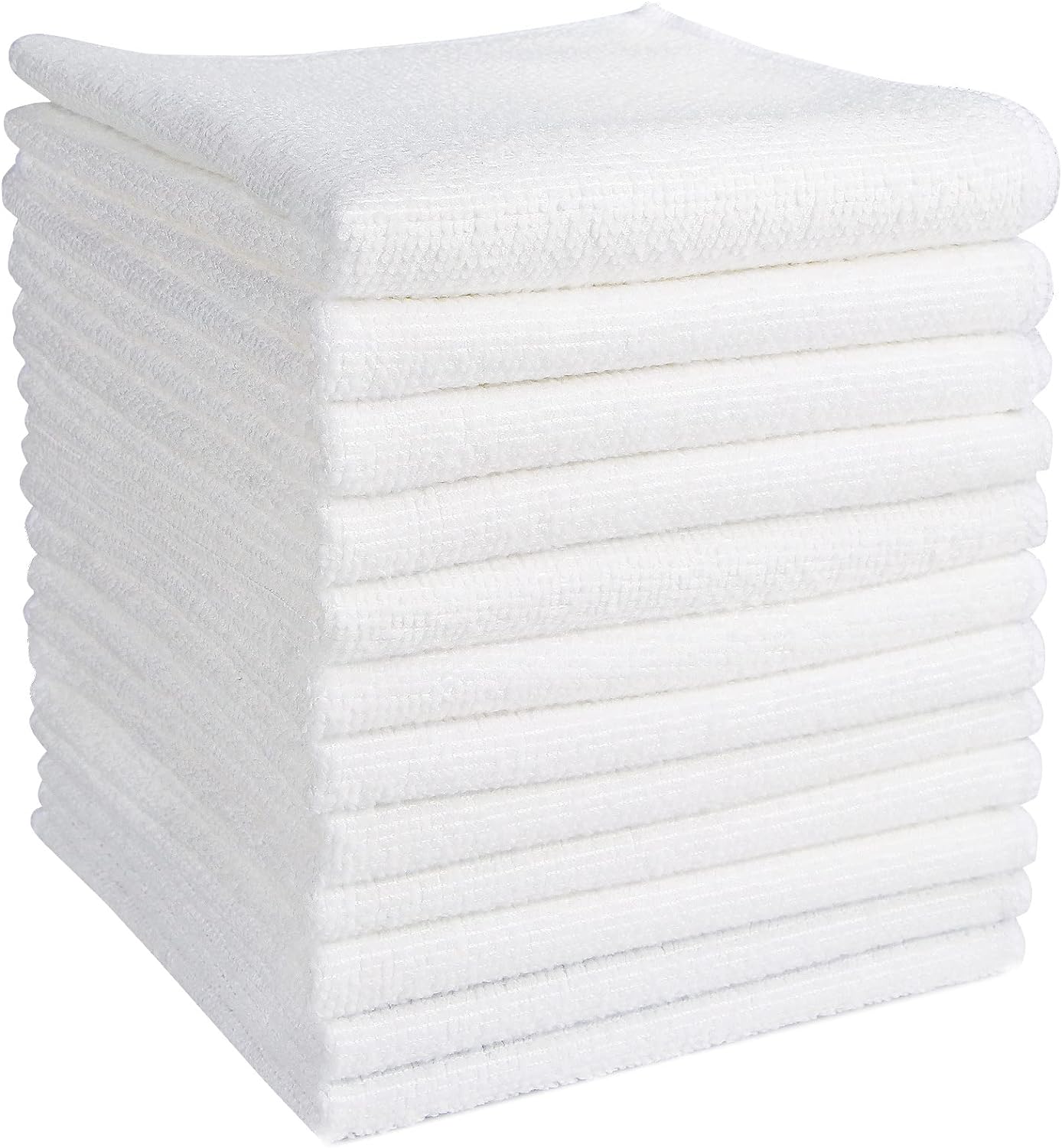 AIDEA Microfiber Cleaning Cloth 12PK, Dish Cloths White, Strong Water Absorption, Lint Free Rags, Scratch Free, Streak Free Microfiber Towels, Kitchen Dish Towels White, 11.5"x 11.5"