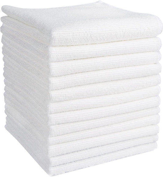 AIDEA Microfiber Cleaning Cloth 12PK, Dish Cloths White, Strong Water Absorption, Lint Free Rags, Scratch Free, Streak Free Microfiber Towels, Kitchen Dish Towels White, 11.5"x 11.5"