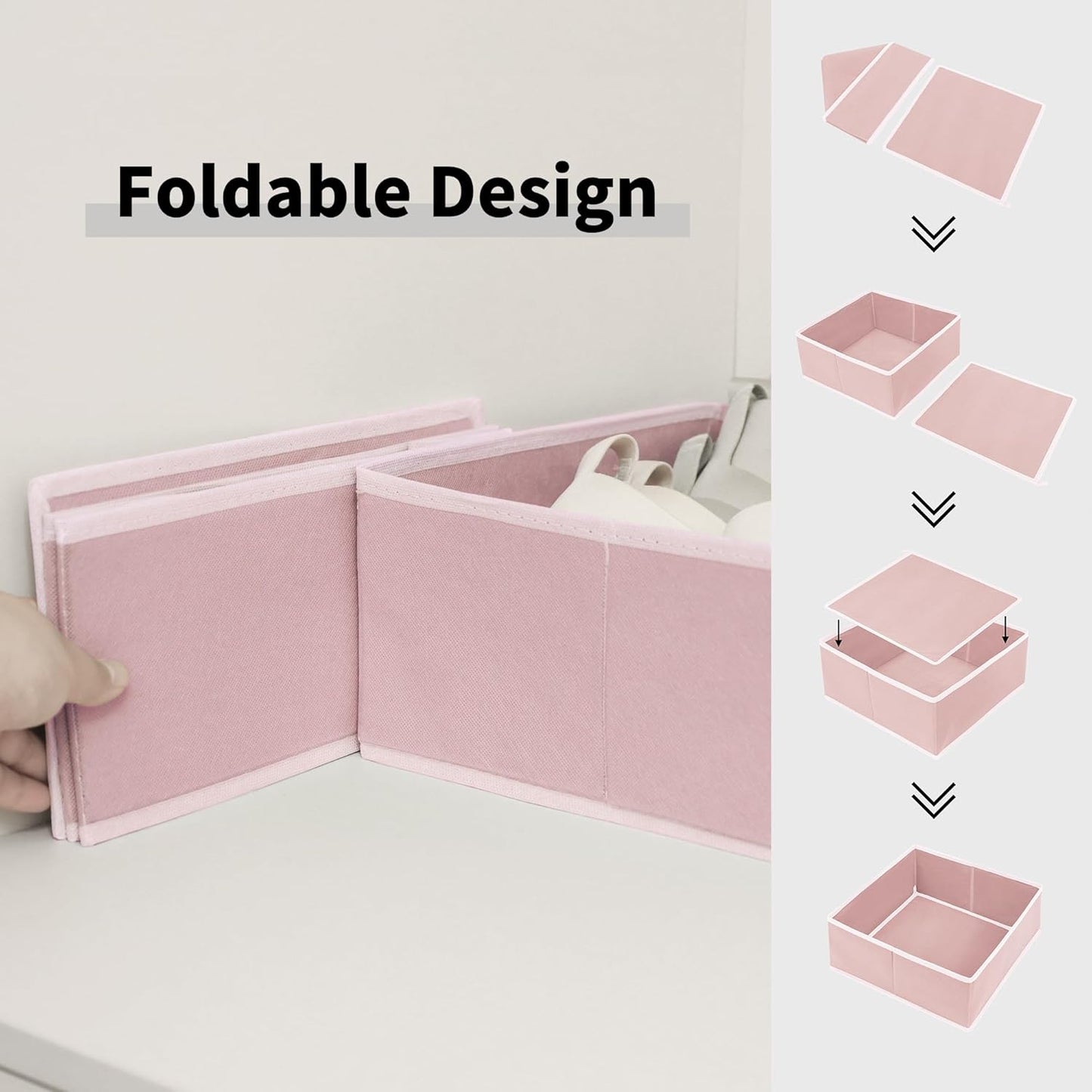 Cupic Cupid Drawer Organizer, Dresser Organizers, Foldabe Drawer Organizer Clothes, Closet Organization and Storage Dividers for Socks, Underwear and Diaper, Set of 12, Pink