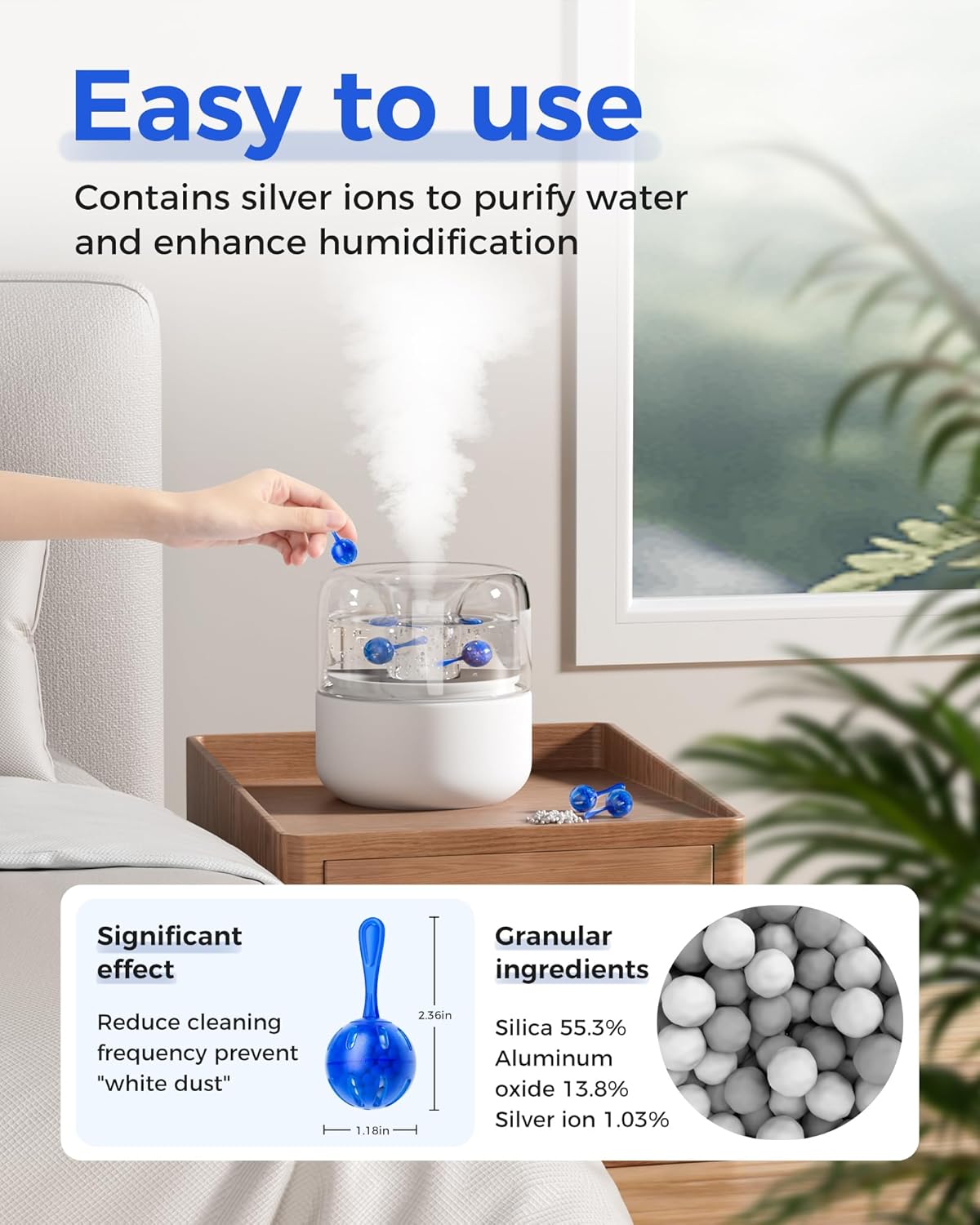 Humidifier Cleaner Anti-Scale Balls: Stop White Dust, Extend Humidifier Life, Prevents Hard Water Build-Up, Easy Use, 16 Pack