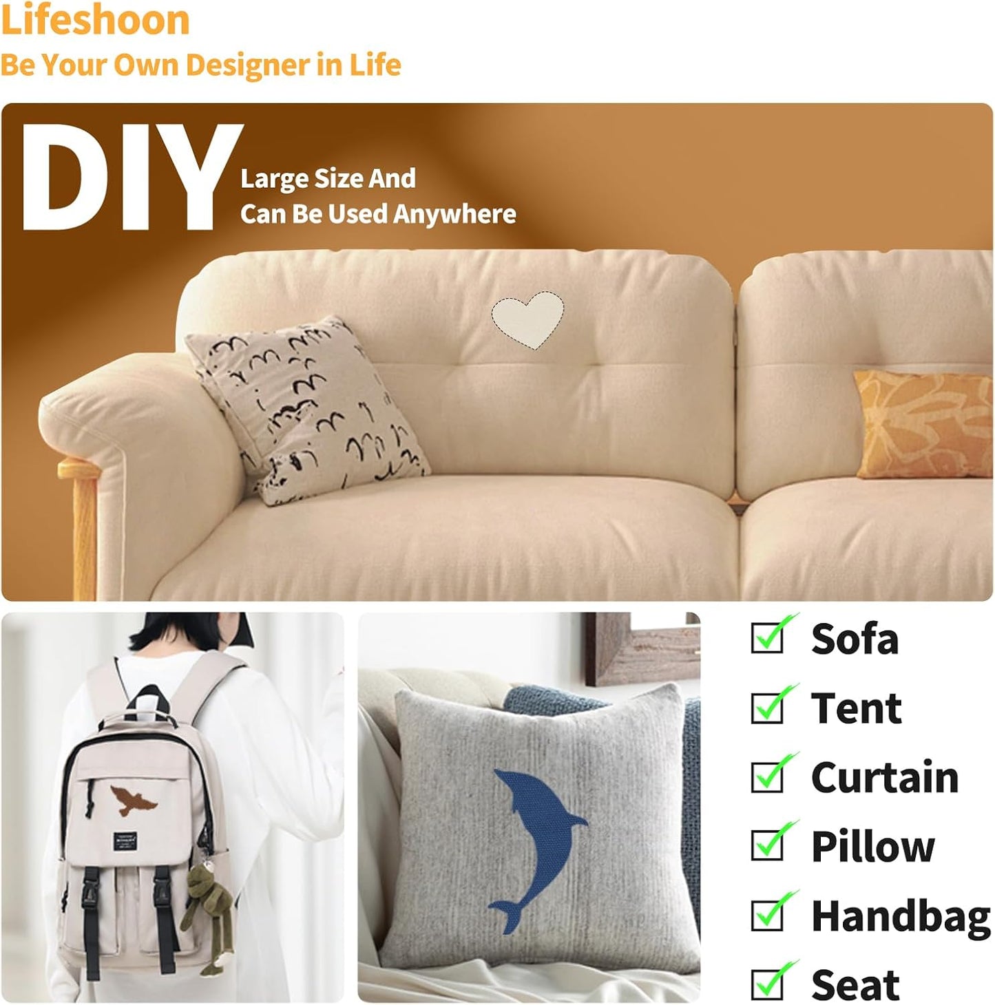 Fabric Repair Patches, 17X79 Inch Canvas Self-Adhesive Fabric Patches Tape Durable, DIY Large Canvas Repair for Sofa, Couches, Furniture, Chair, Clothing （17X79 Inch, Beige）