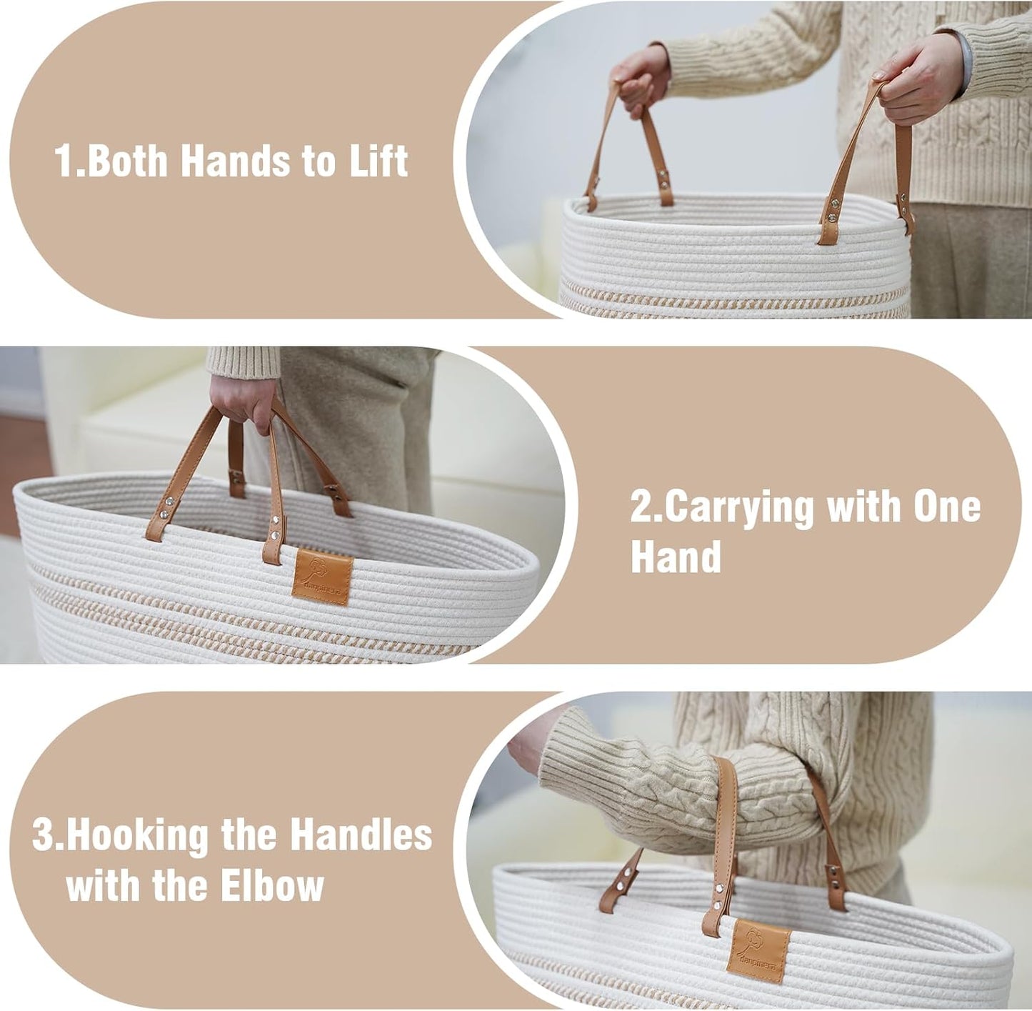 danpinera 79L Laundry Hamper Basket, Tall Round Dirty Clothes Hamper with Handle, Woven Storage Basket for Blanket, Toy, Pillow, Blanket Bin for Living Room, Nursery Room Gradient Jute