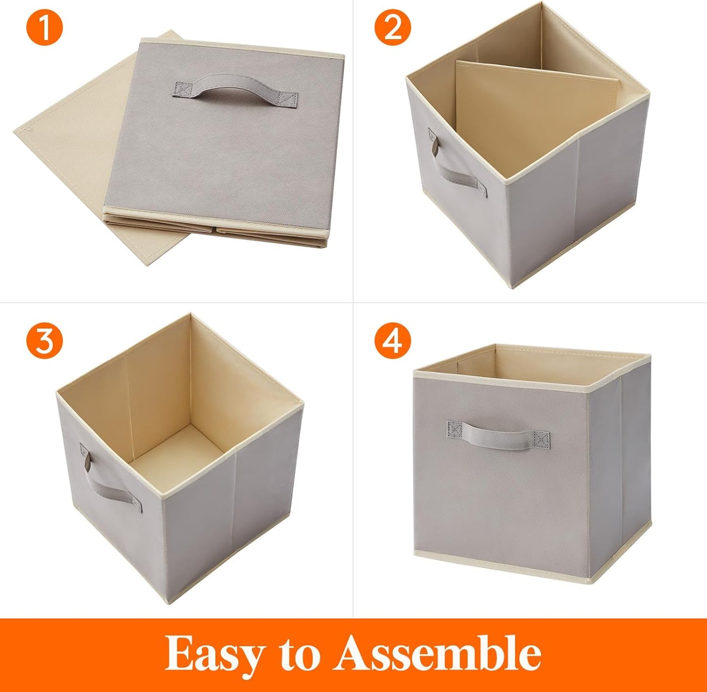 Lifewit 13 Inch Cube Storage Bins, 12 Packs Storage Cubes Foldable Decorative Fabric Storage Baskets for Organizing Home Organizers with Handles for Shelves, Closet, Light Gray, Large