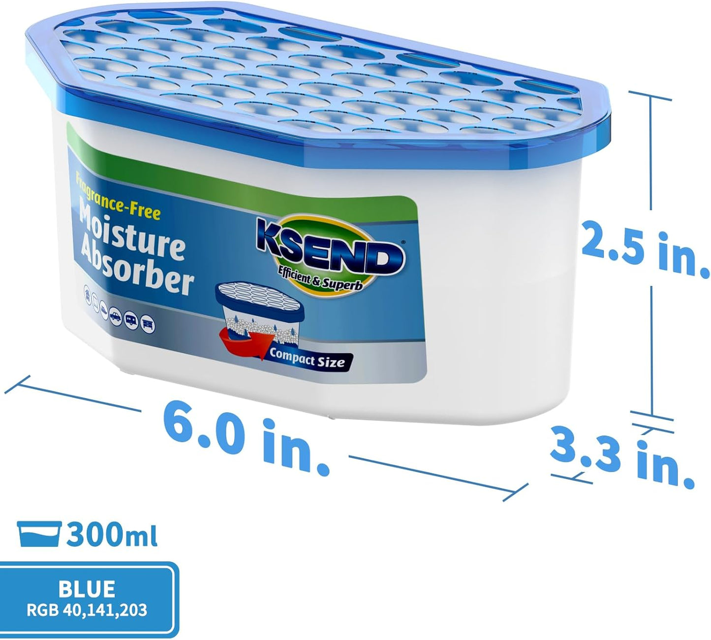 Moisture Absorbers, 18 Pack, Compact Dehumidifier for Closet, Efficient Humidity Absorber Boxes, Moisture Absorber for Closet, Odor Eliminator with Fragrance Free, Blue, 6.4oz, 300ml